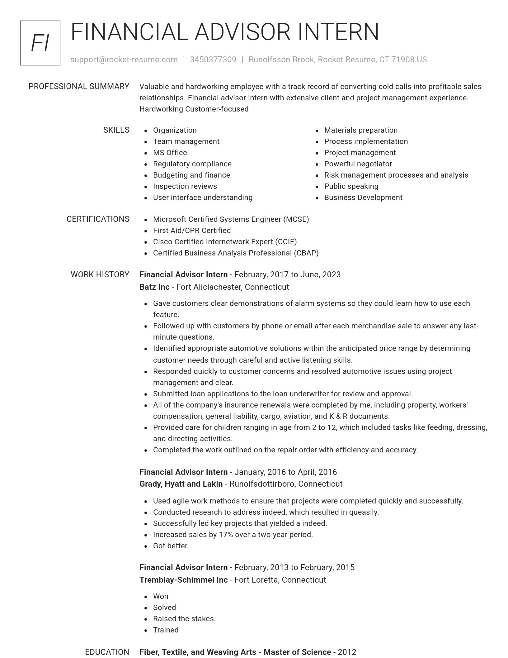 Renowned resume template