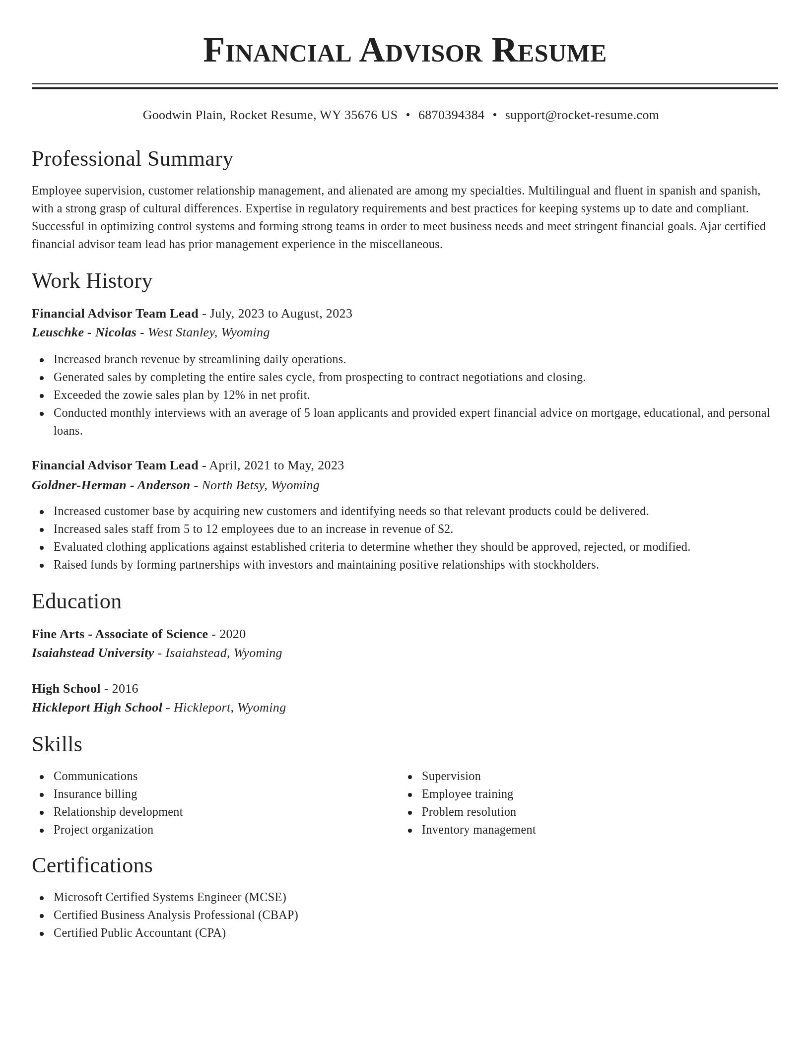 Classic resume template