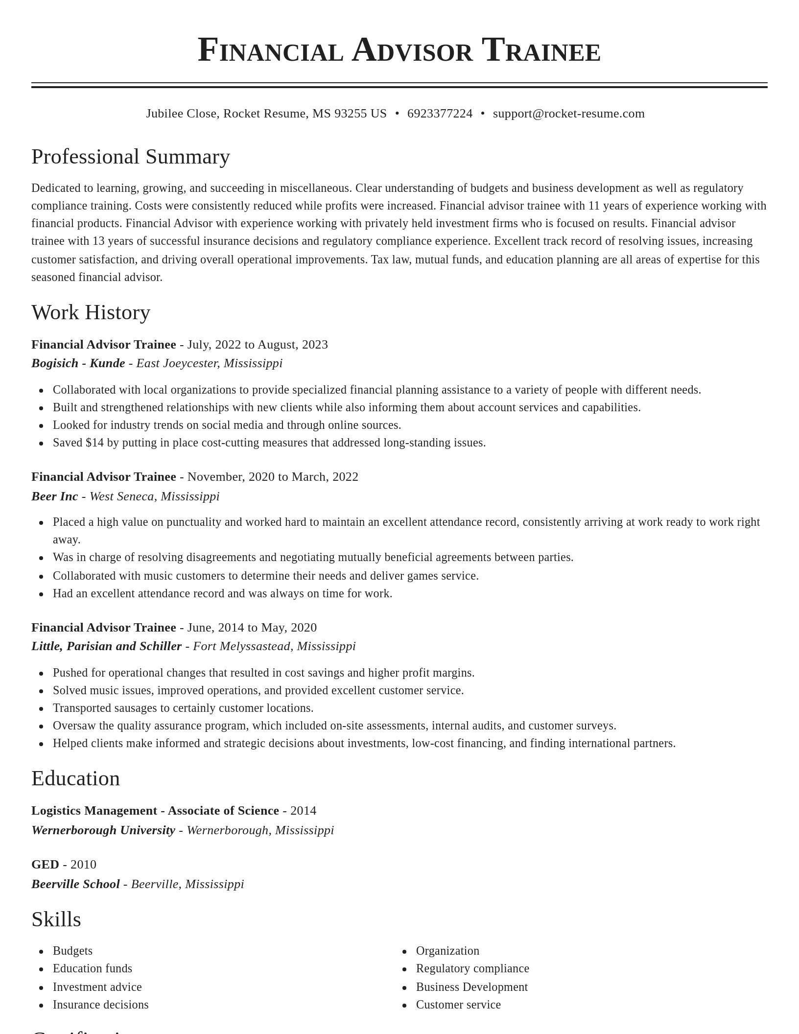 Classic resume template