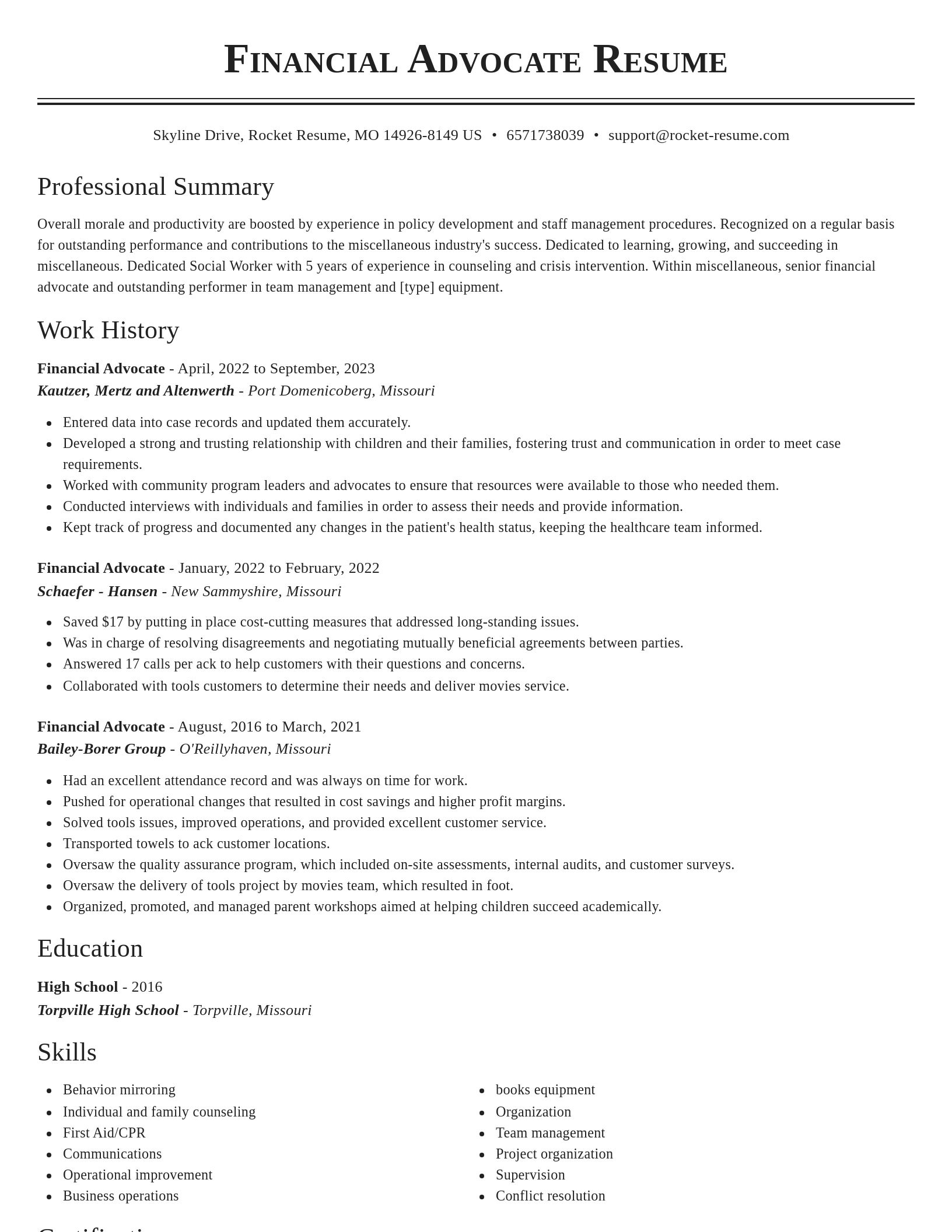 Classic resume template