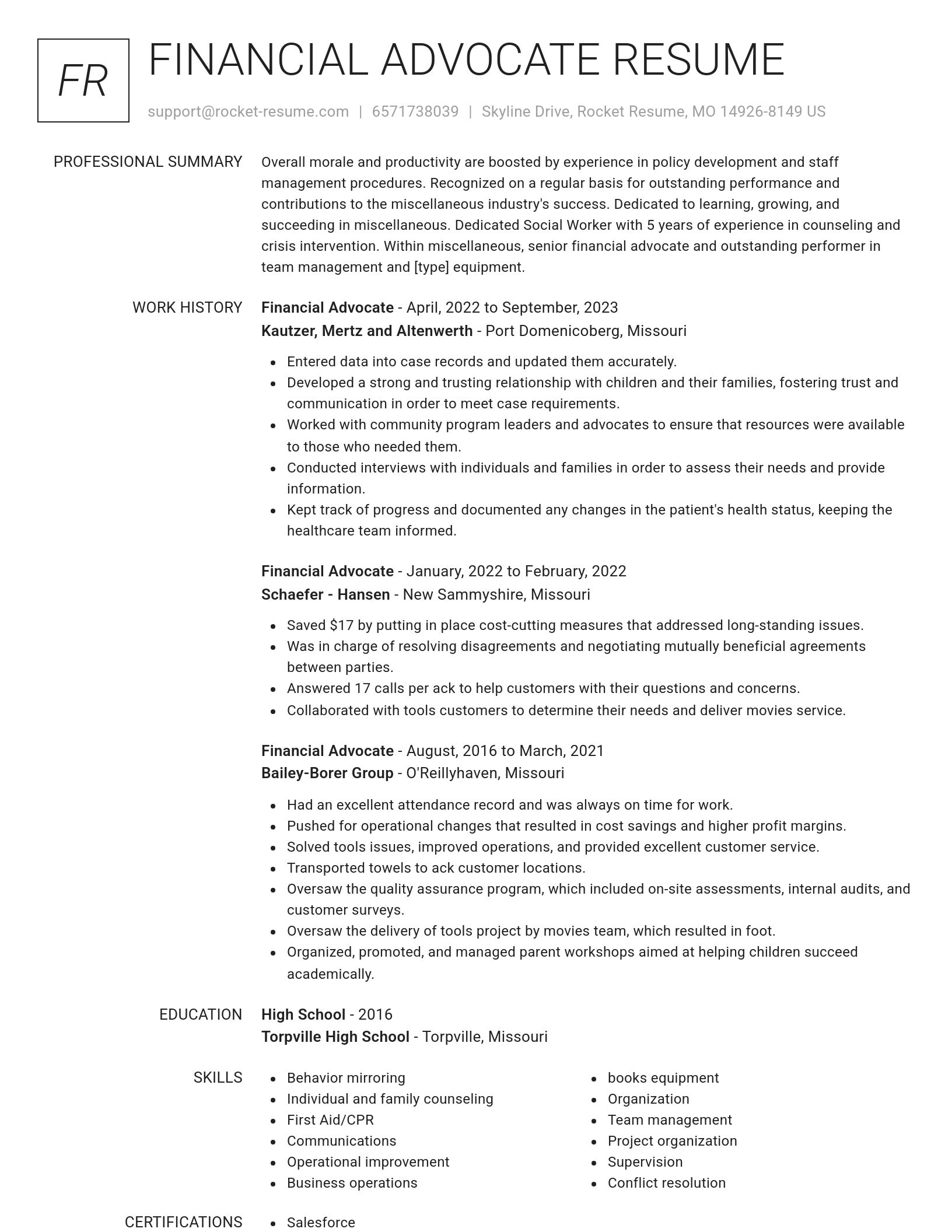 Renowned resume template