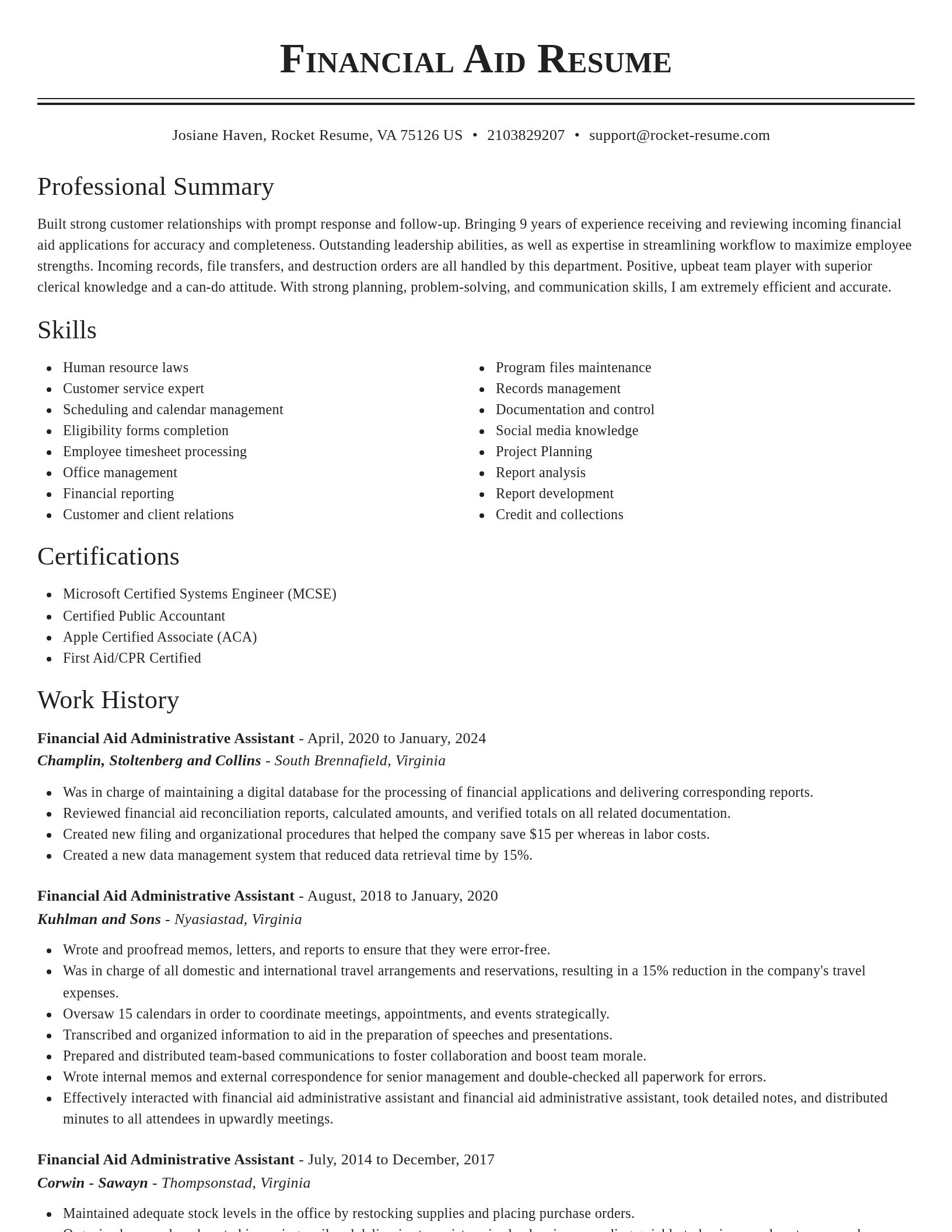 Classic resume template