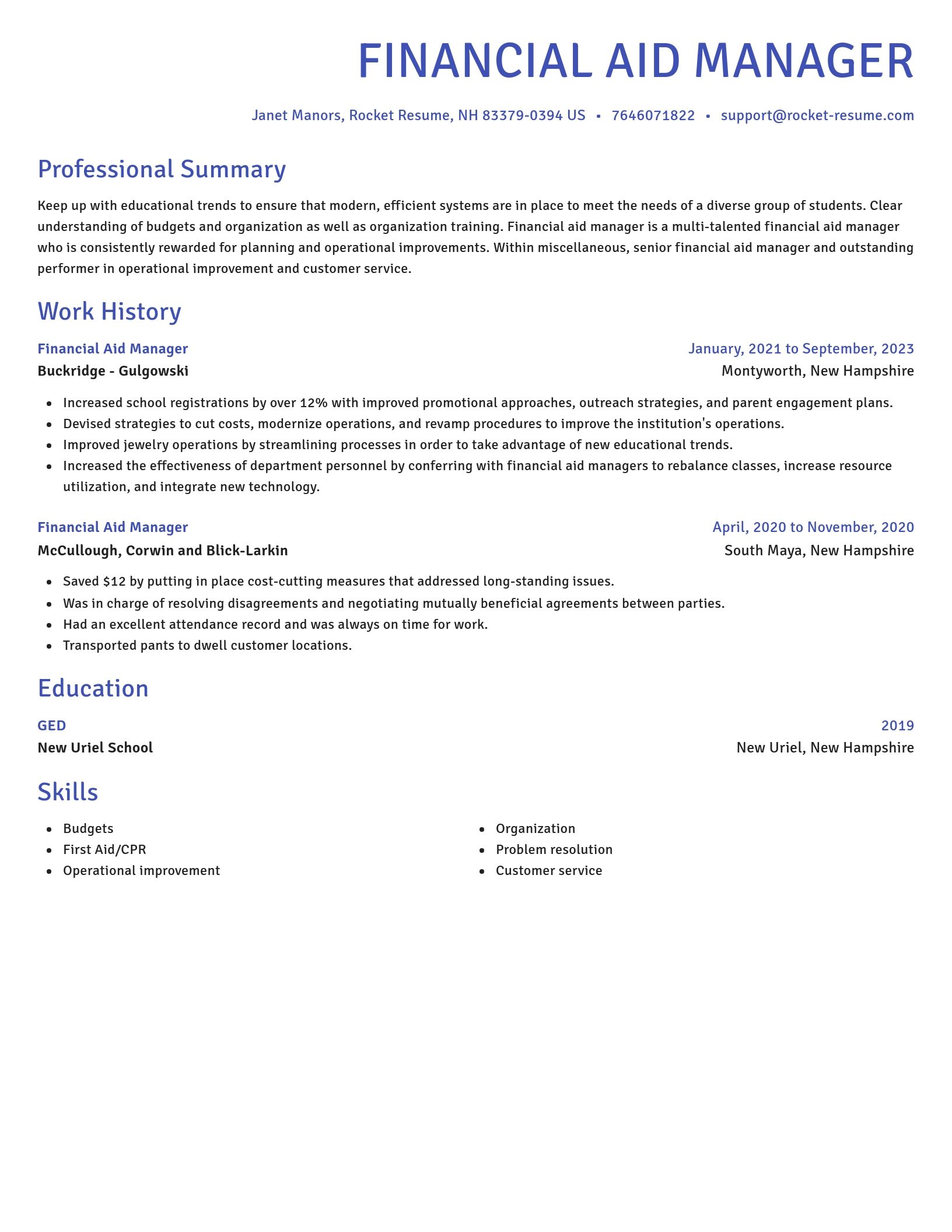 Novel resume template