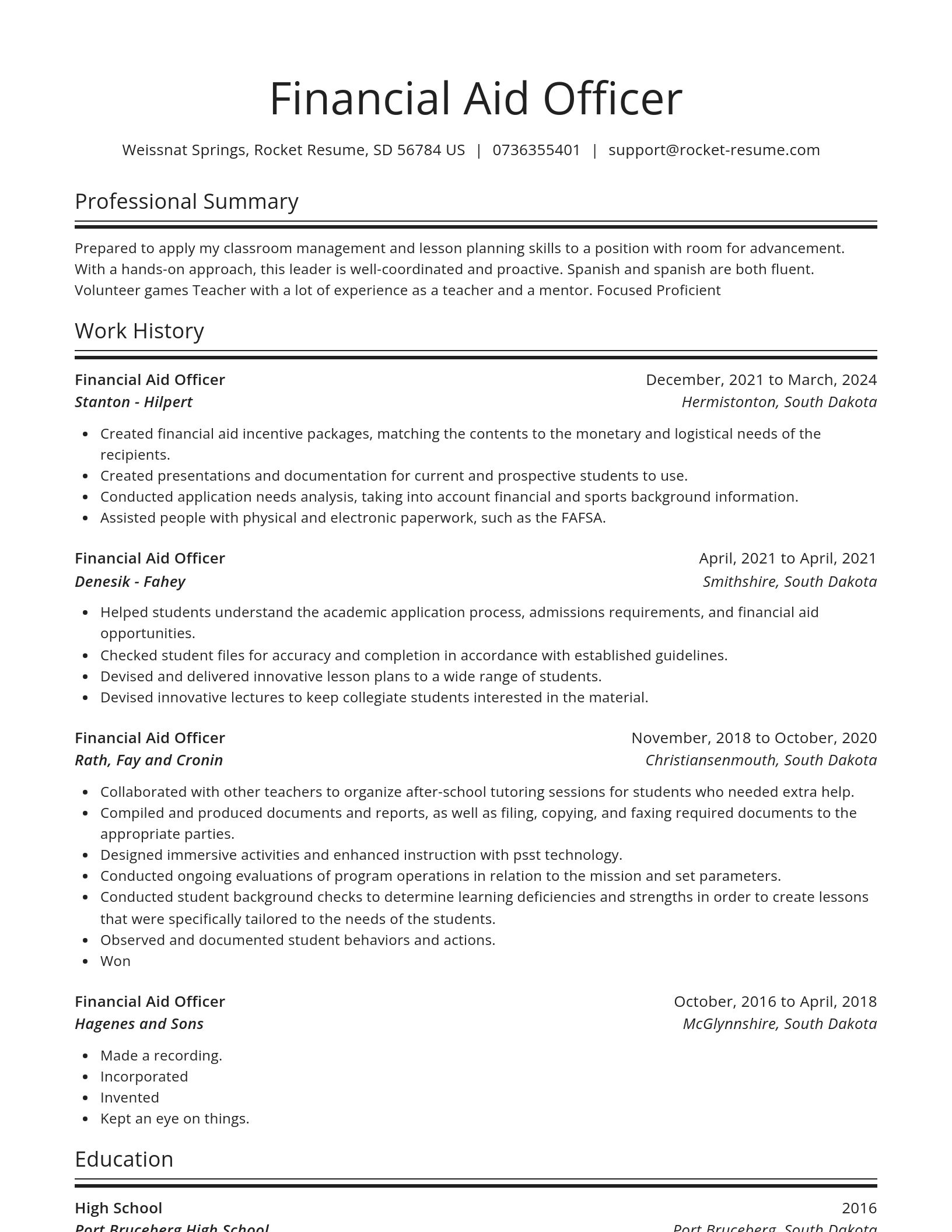 Spotlight resume template