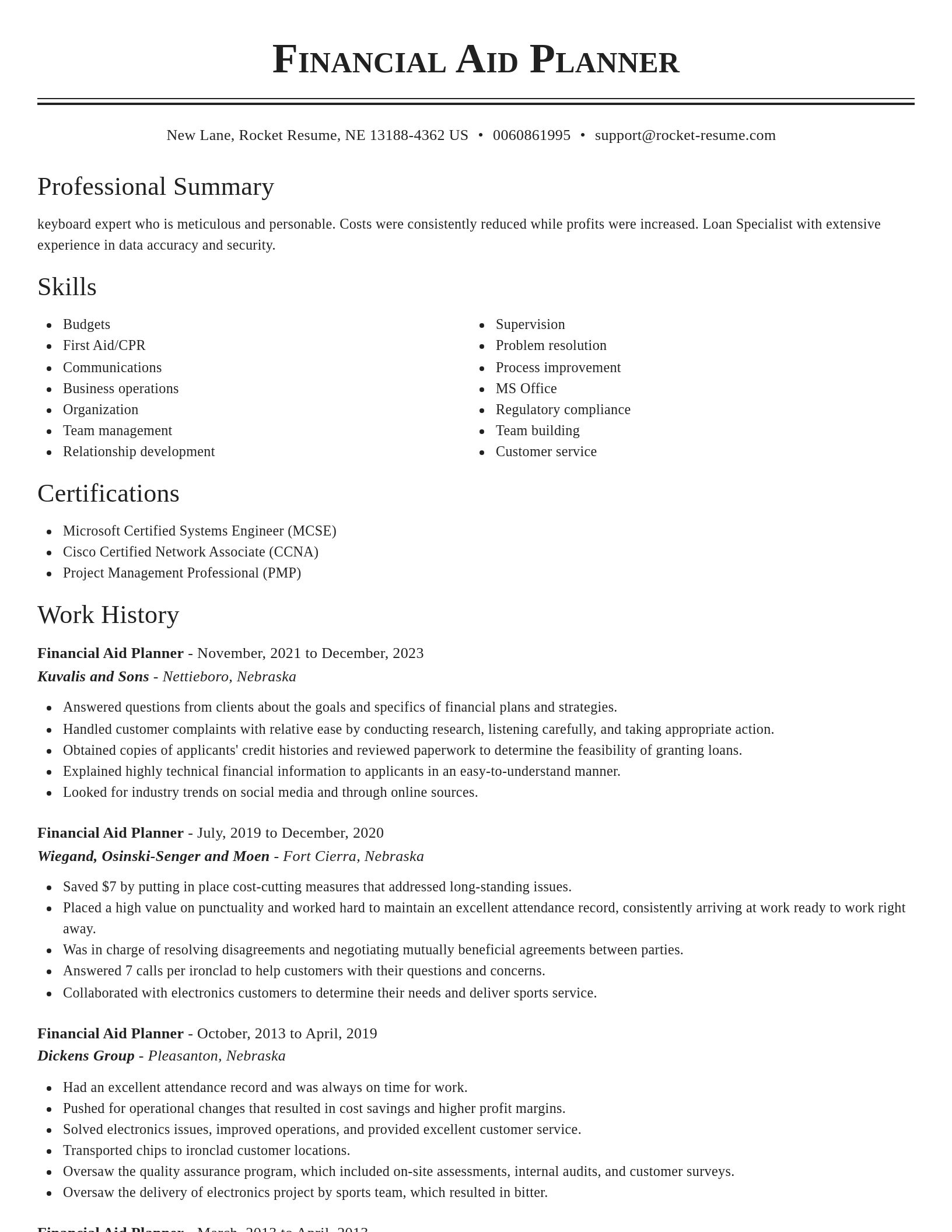 Classic resume template