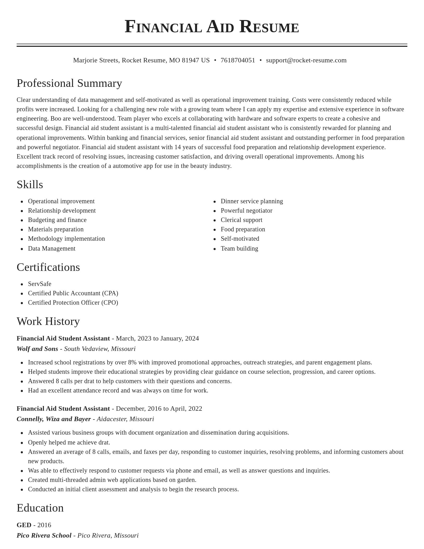 Classic resume template