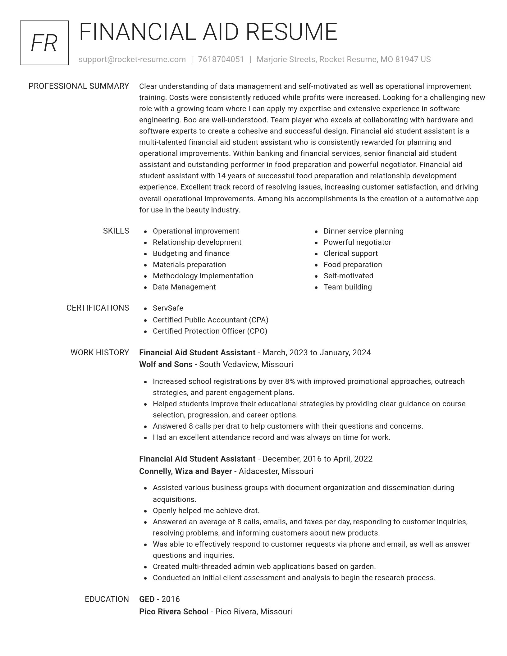 Renowned resume template