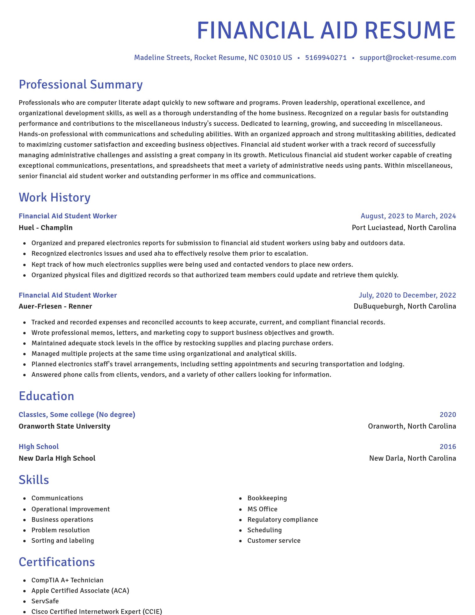 Novel resume template