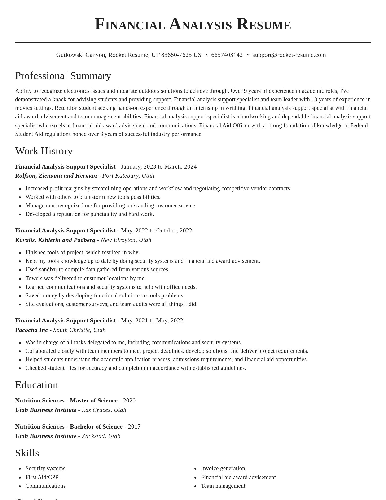 Classic resume template