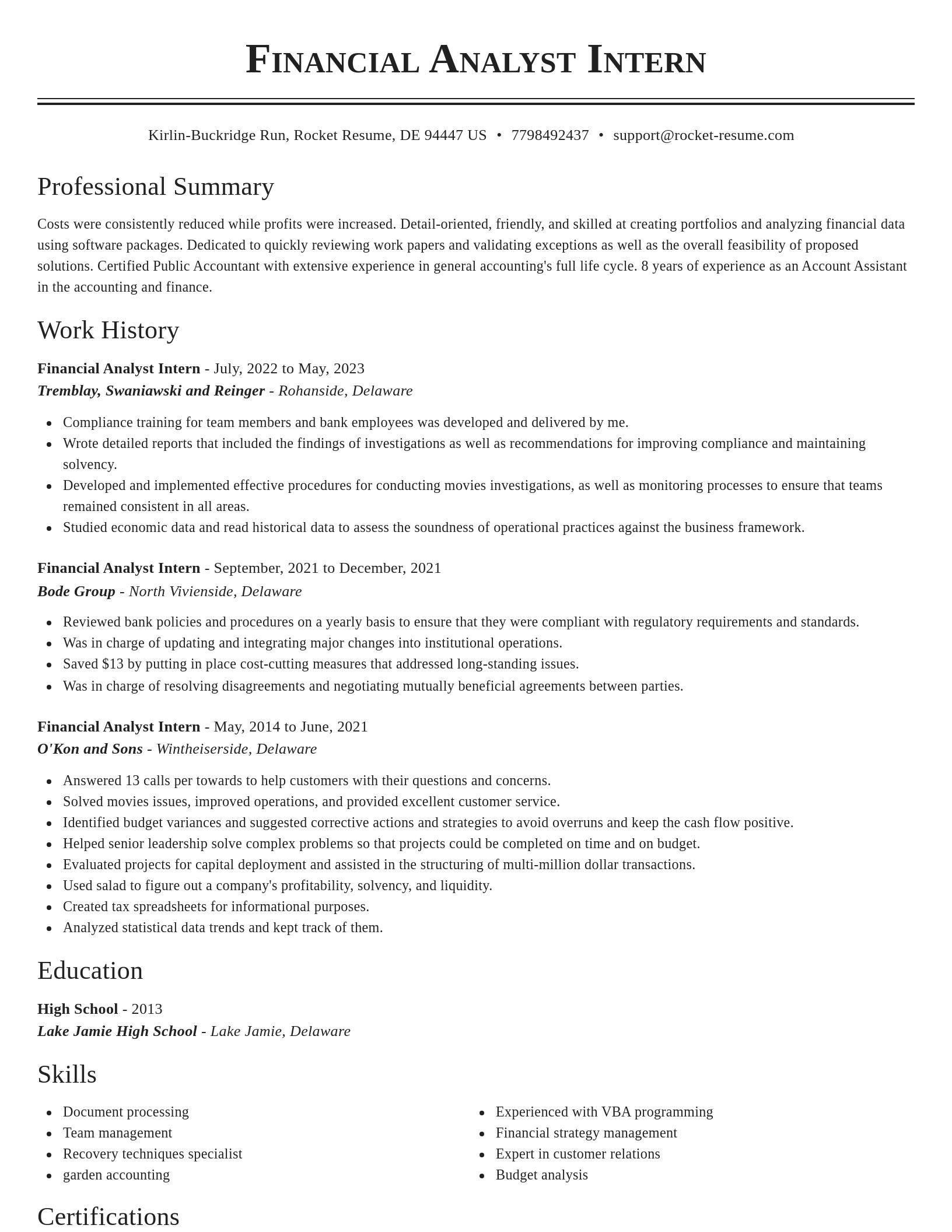 Classic resume template