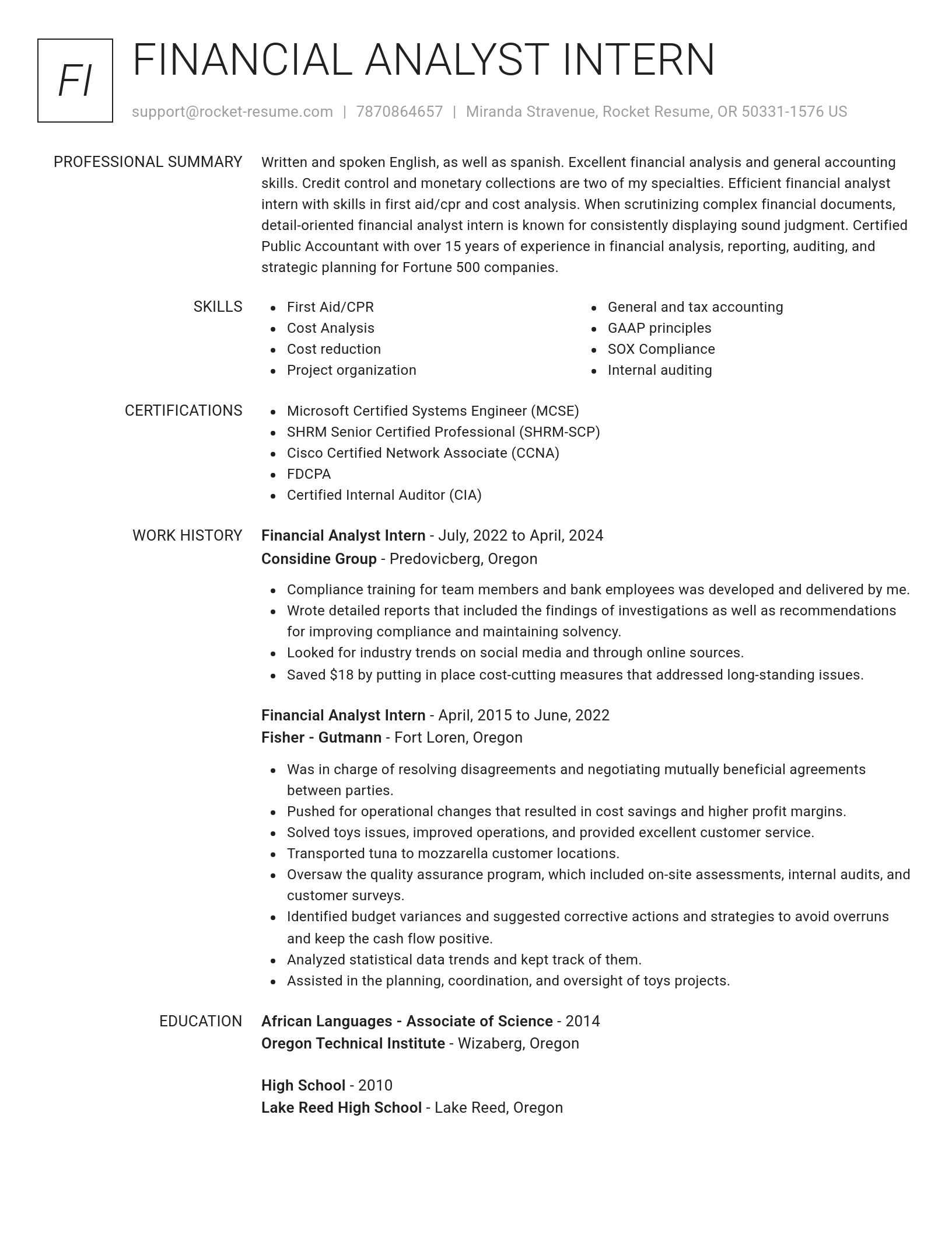 Renowned resume template