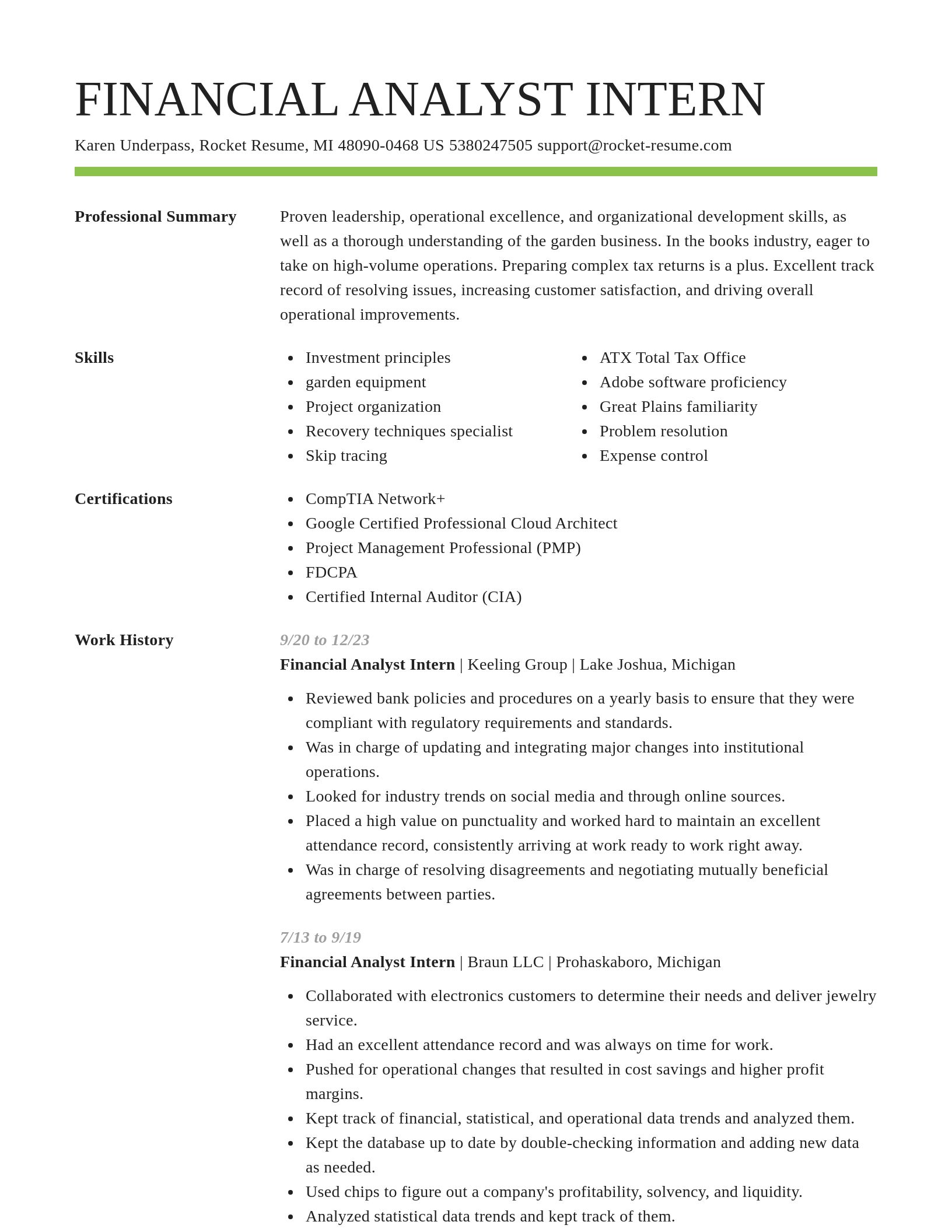 Smart resume template