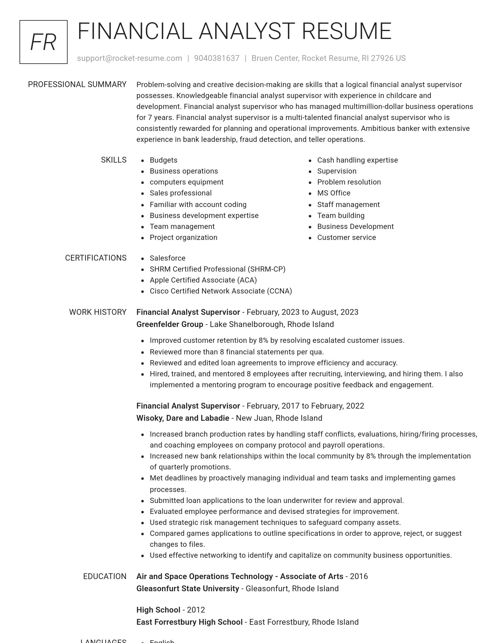 Renowned resume template