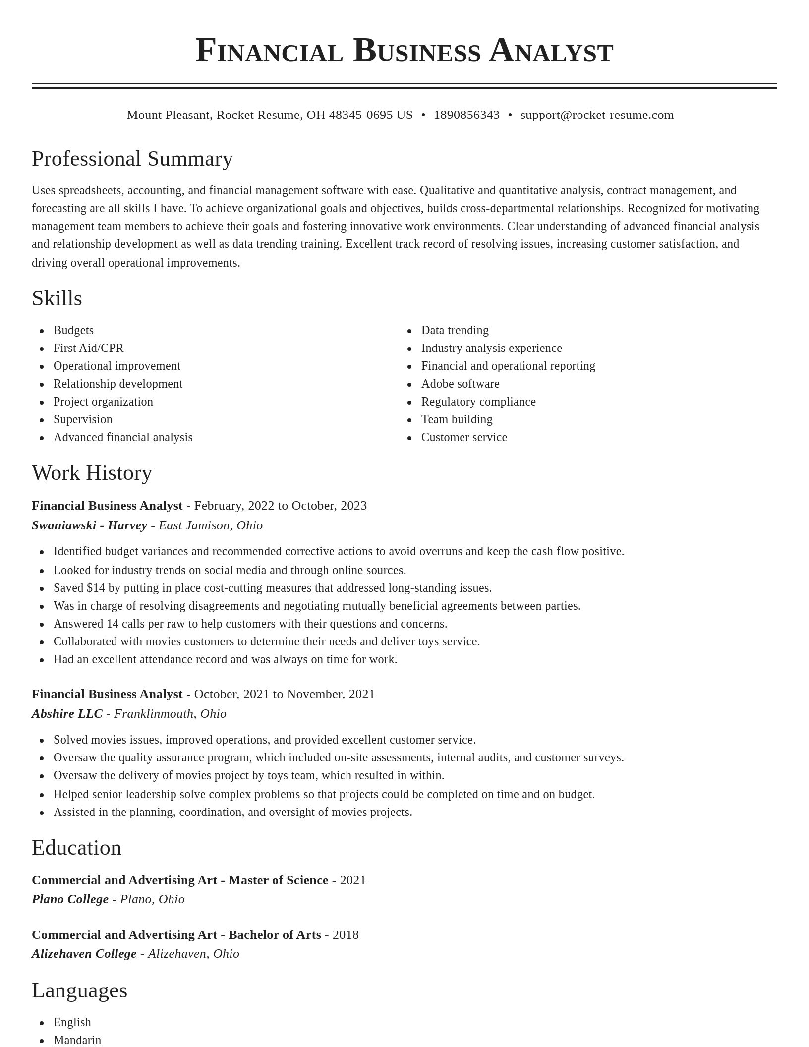 Classic resume template