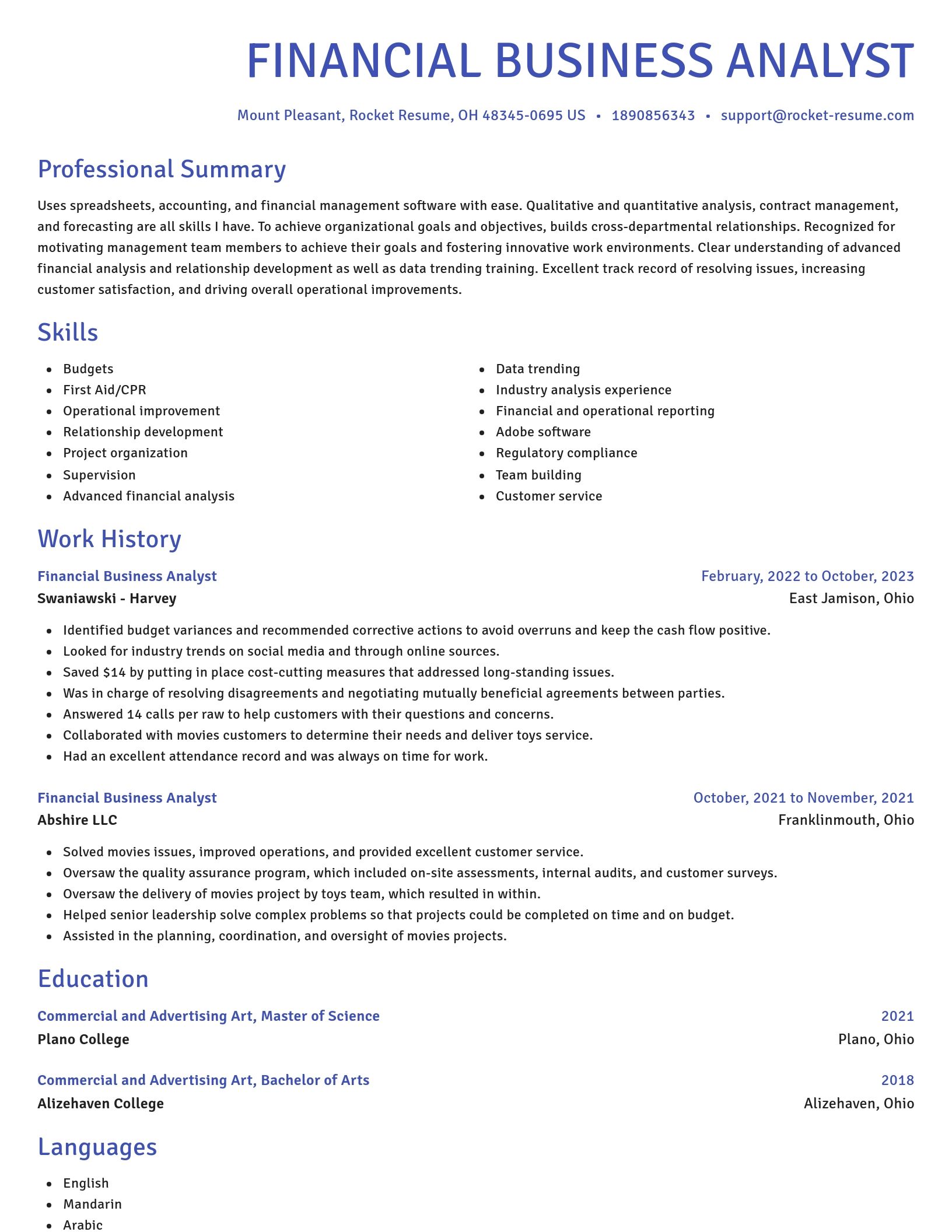 Novel resume template