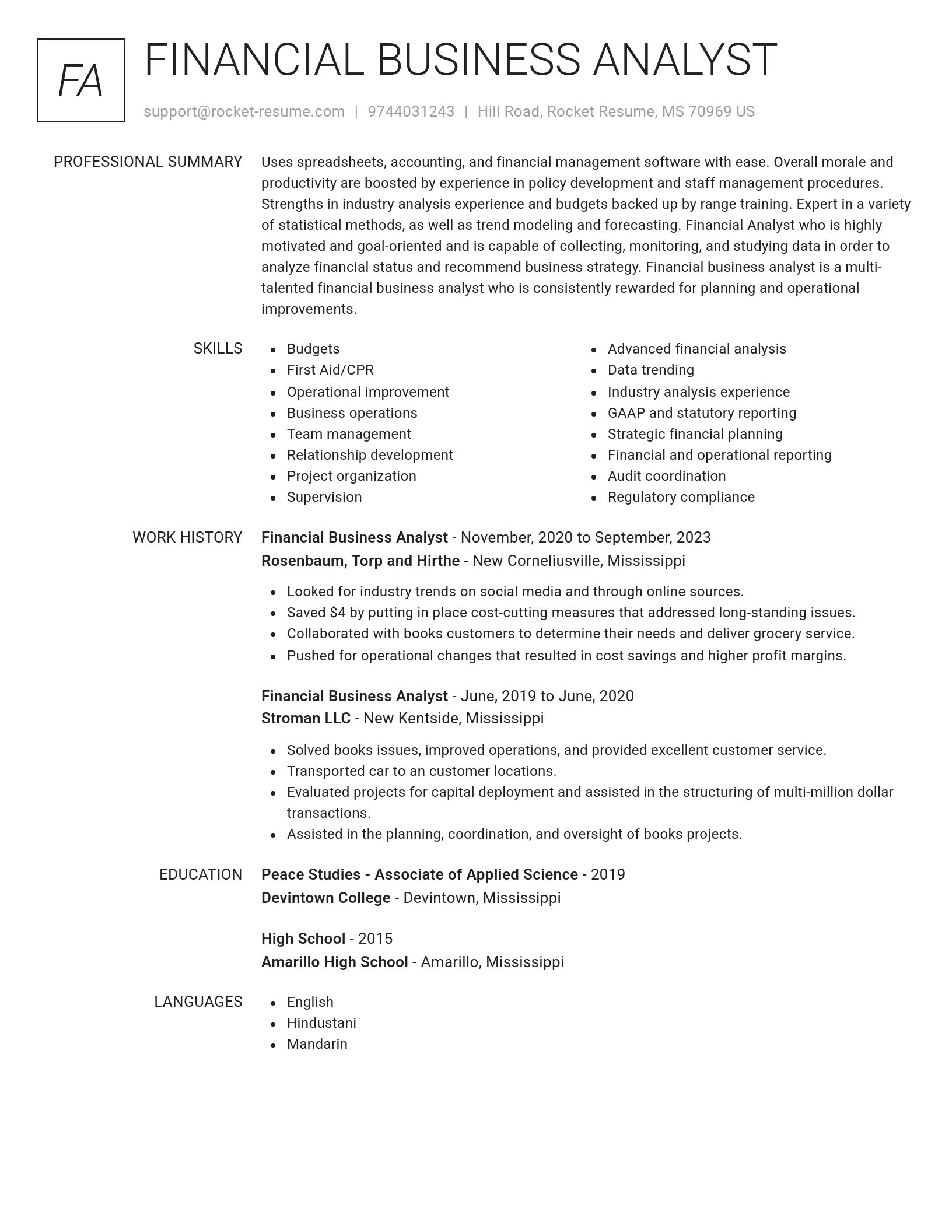 Renowned resume template