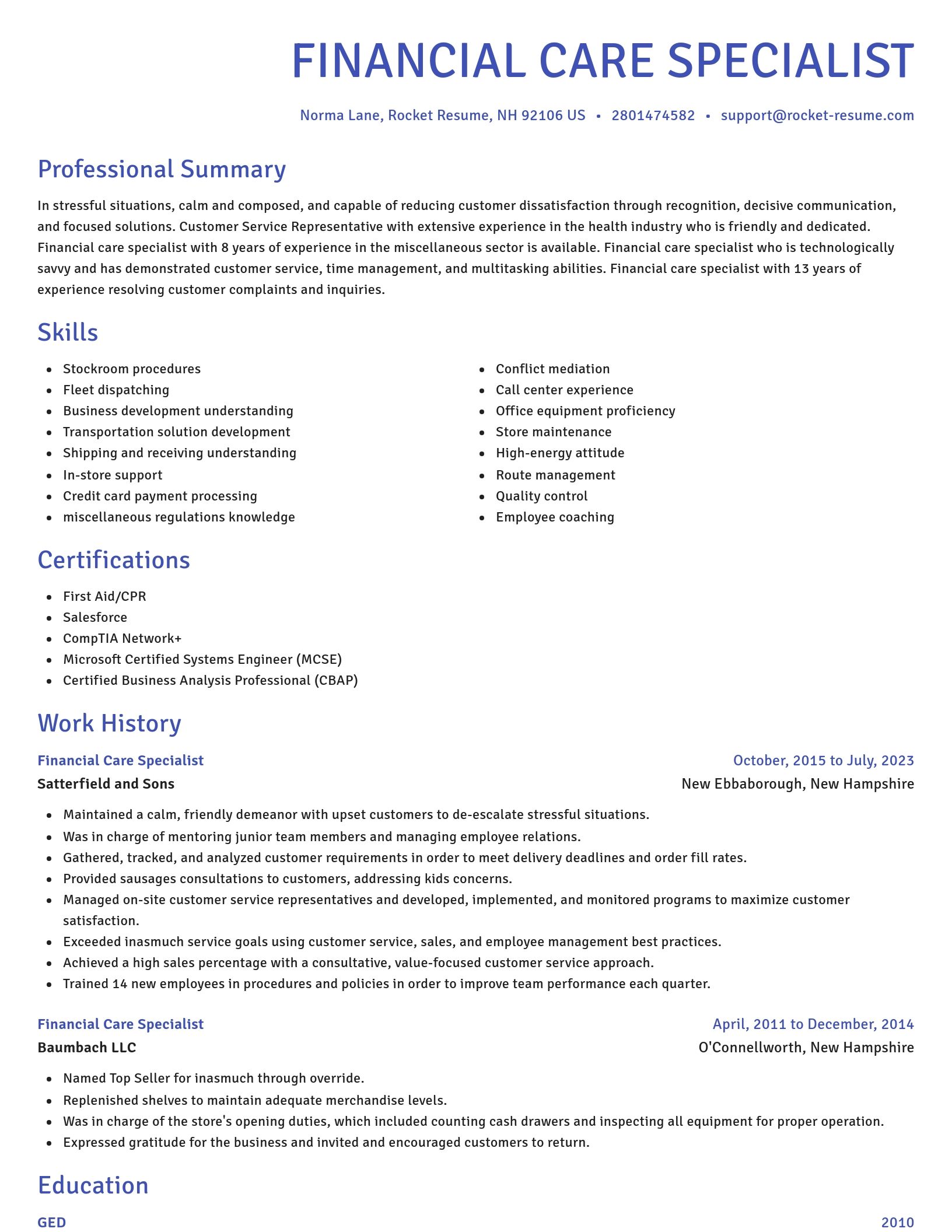 Novel resume template