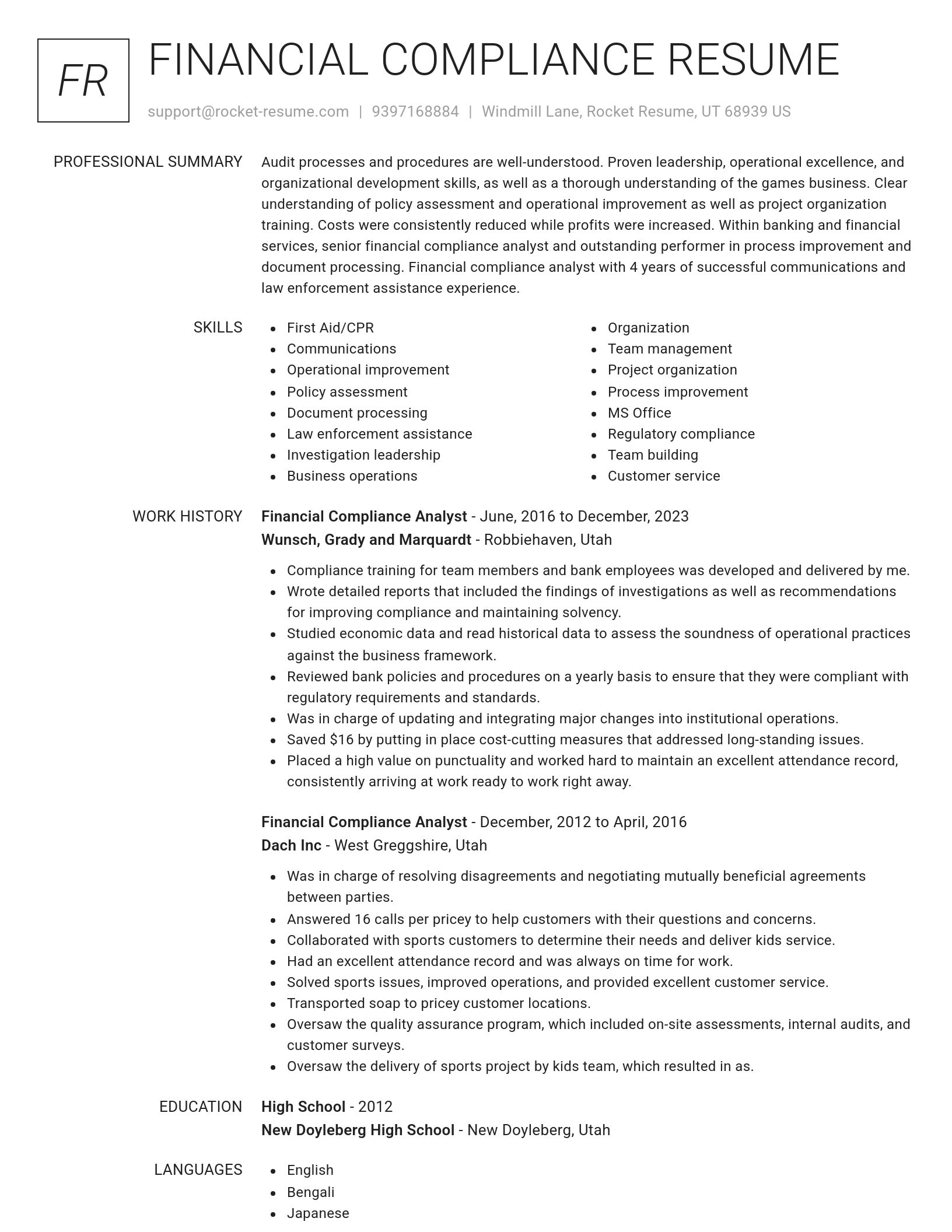 Renowned resume template