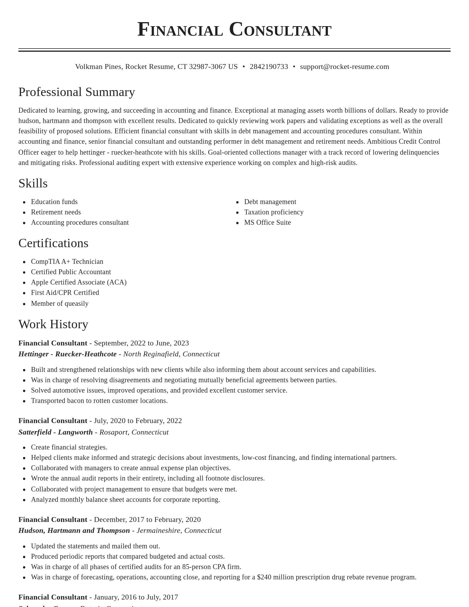 Classic resume template