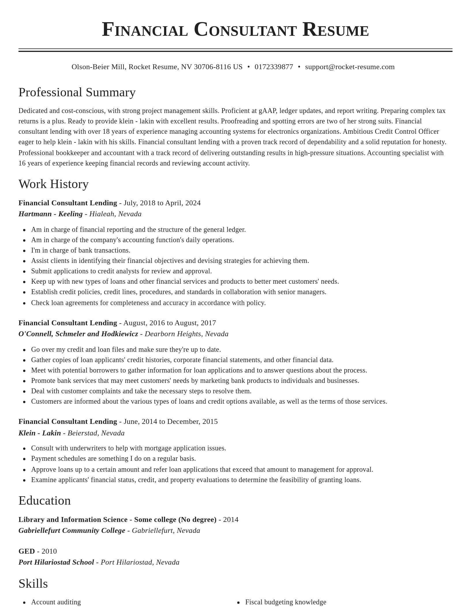 Classic resume template
