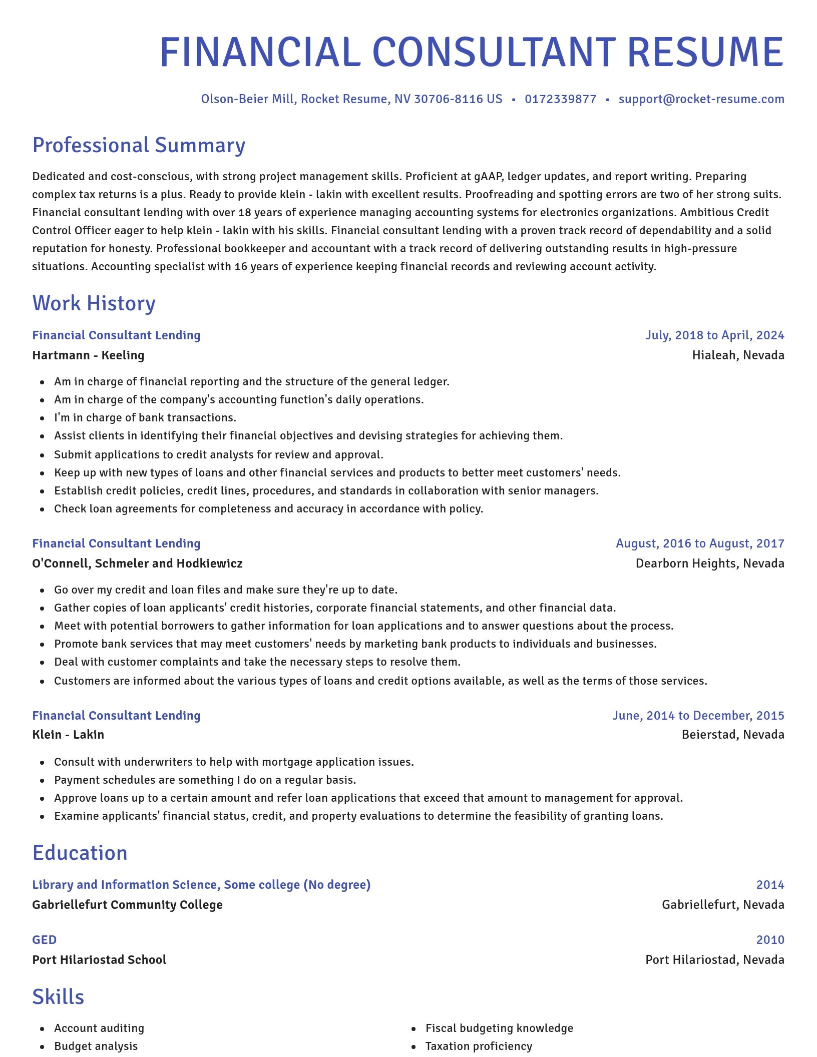 Novel resume template