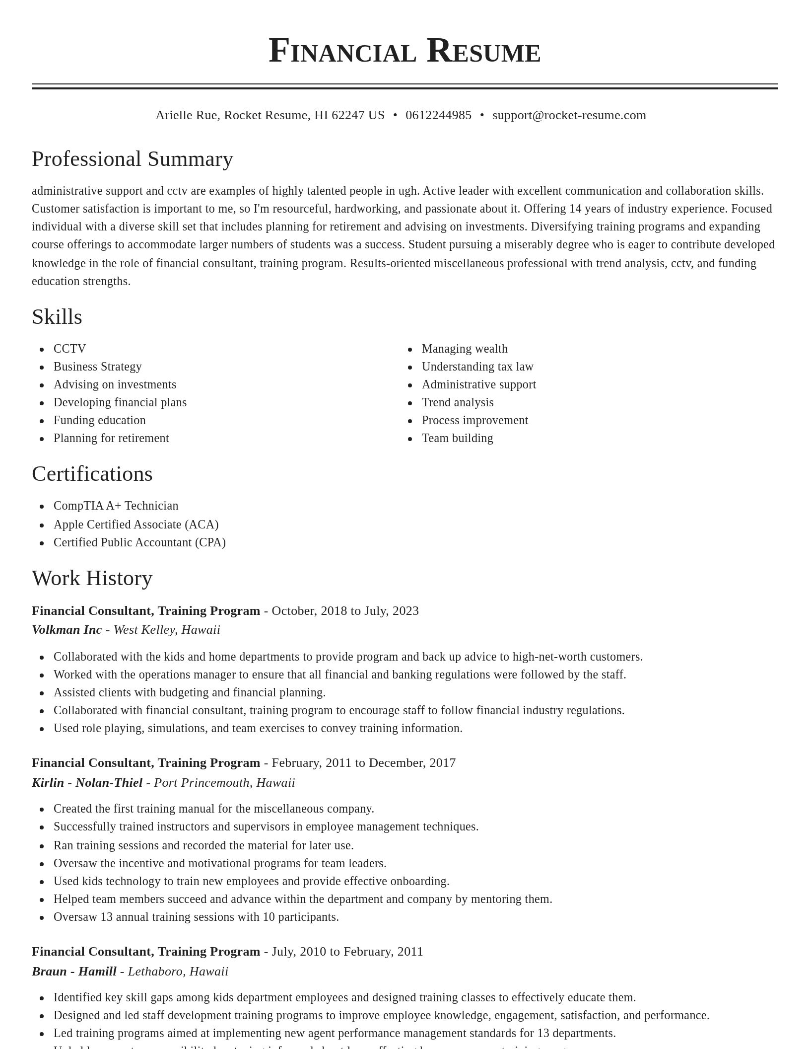 Classic resume template