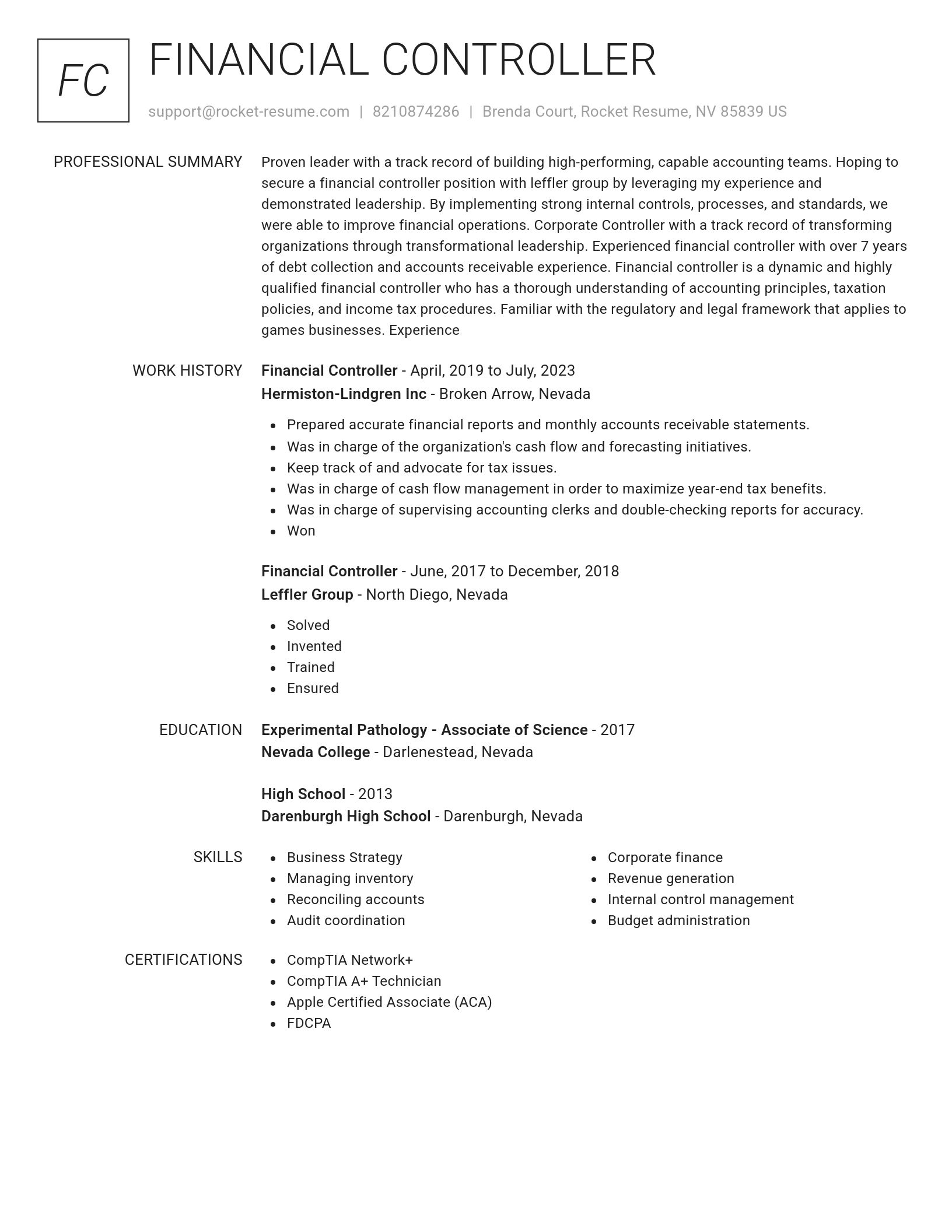 Renowned resume template