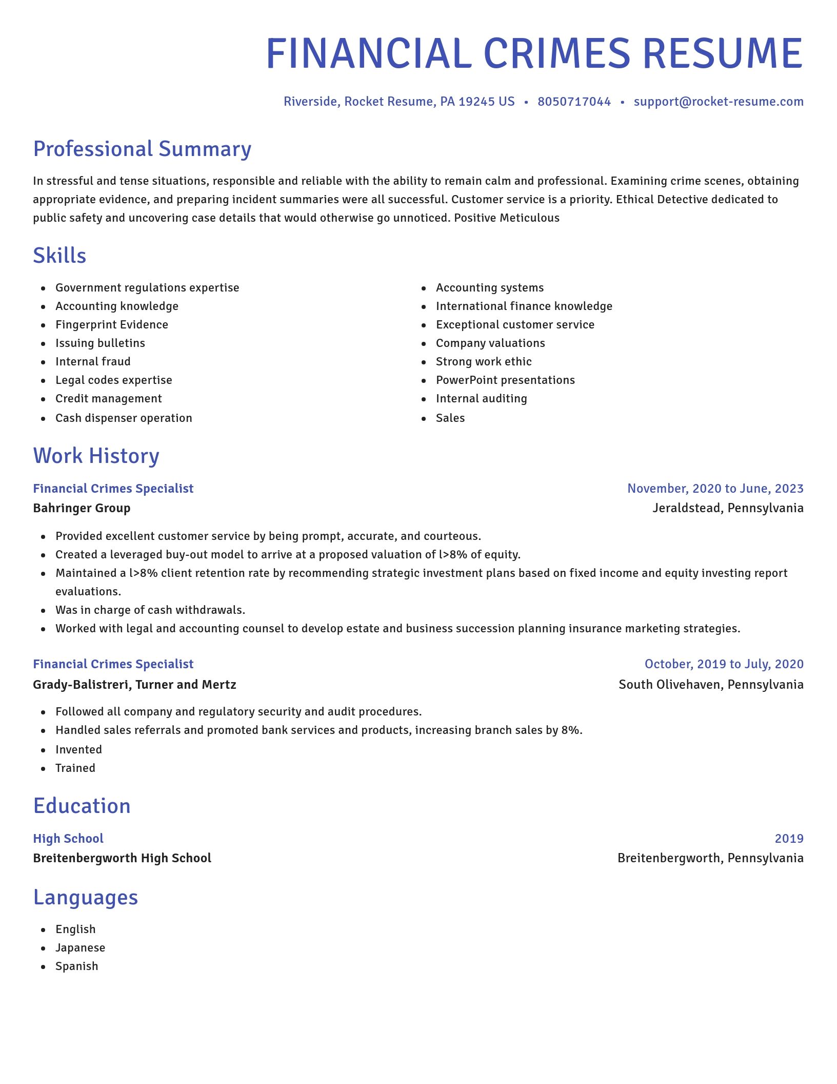 Novel resume template