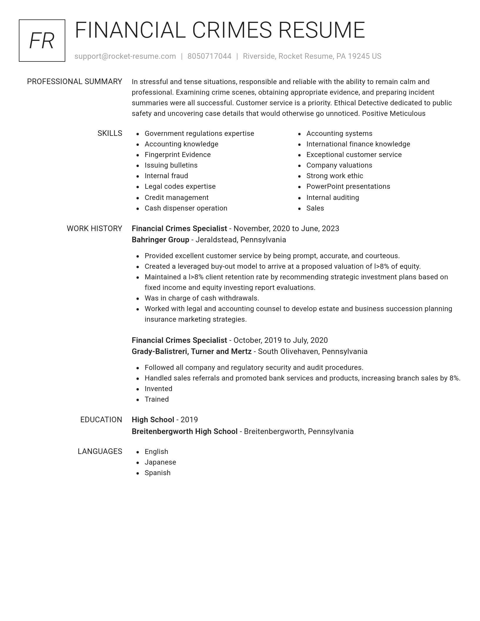 Renowned resume template