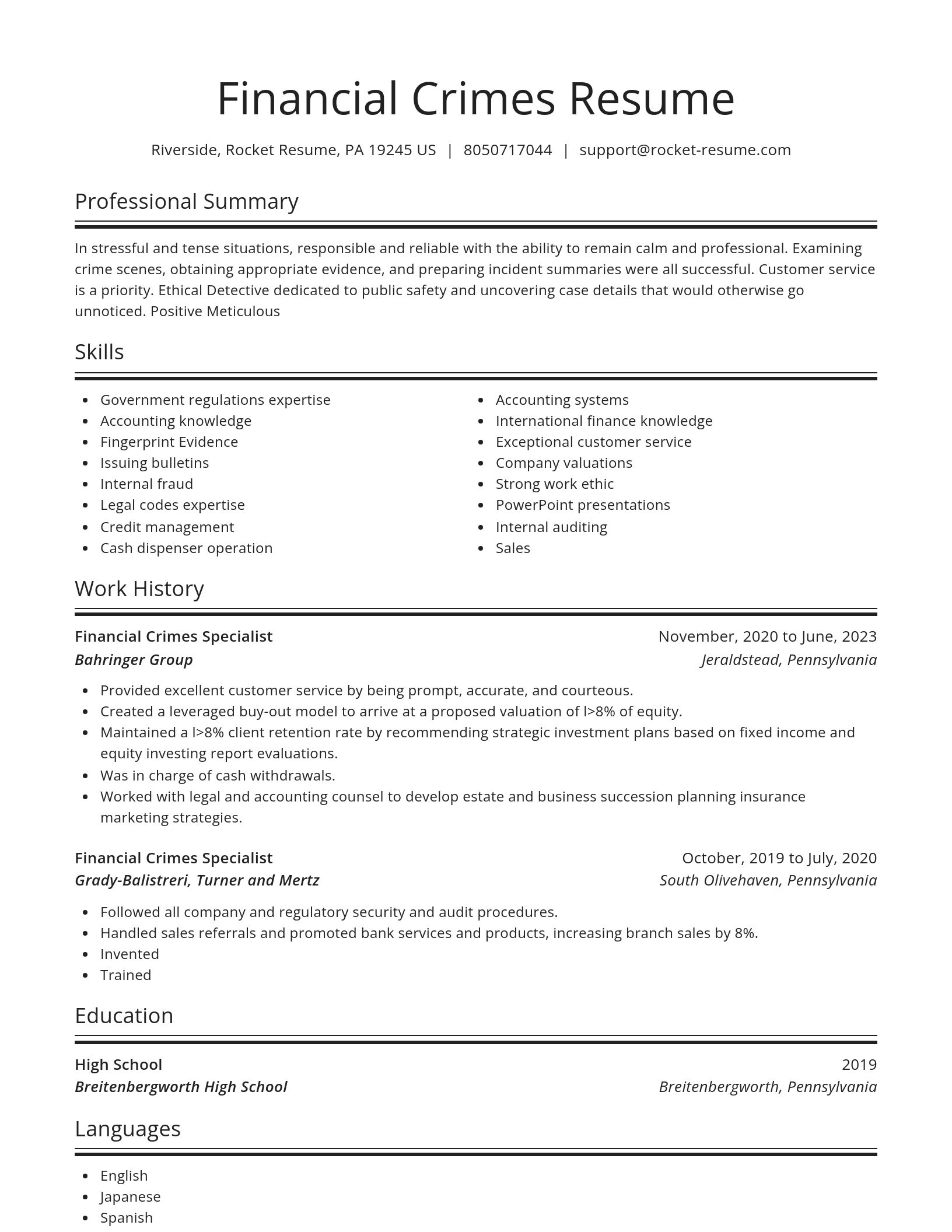 Spotlight resume template