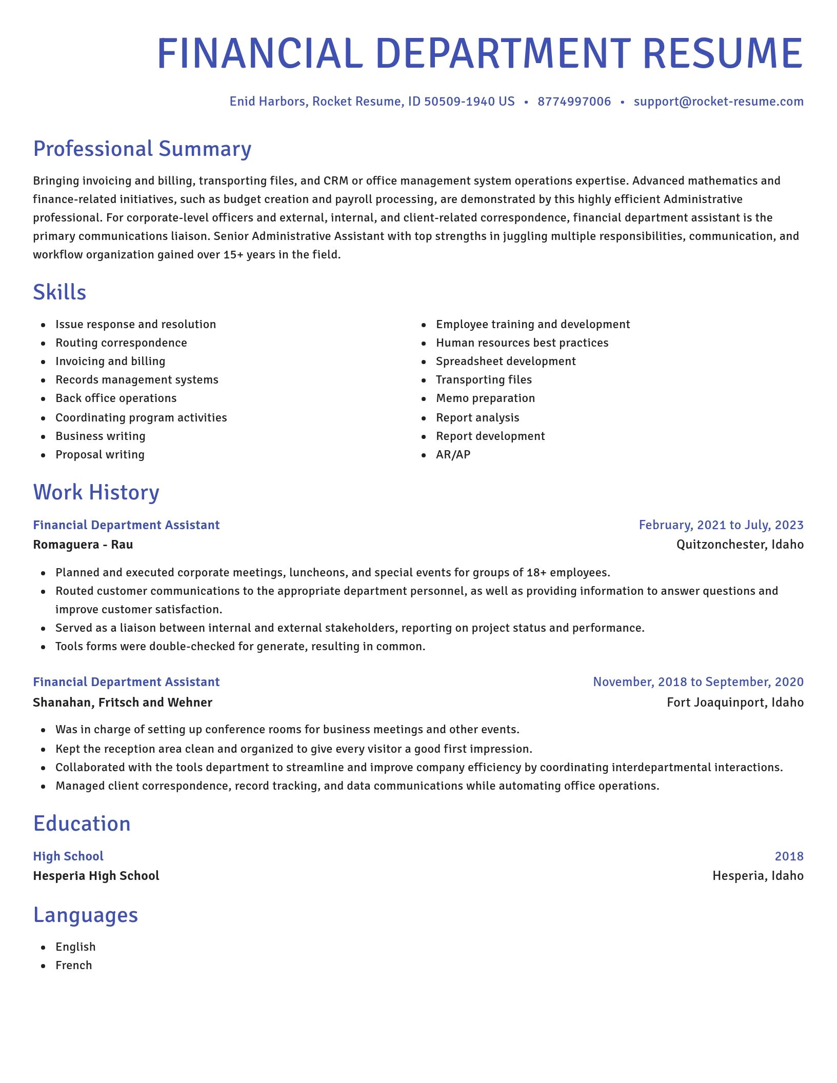 Novel resume template