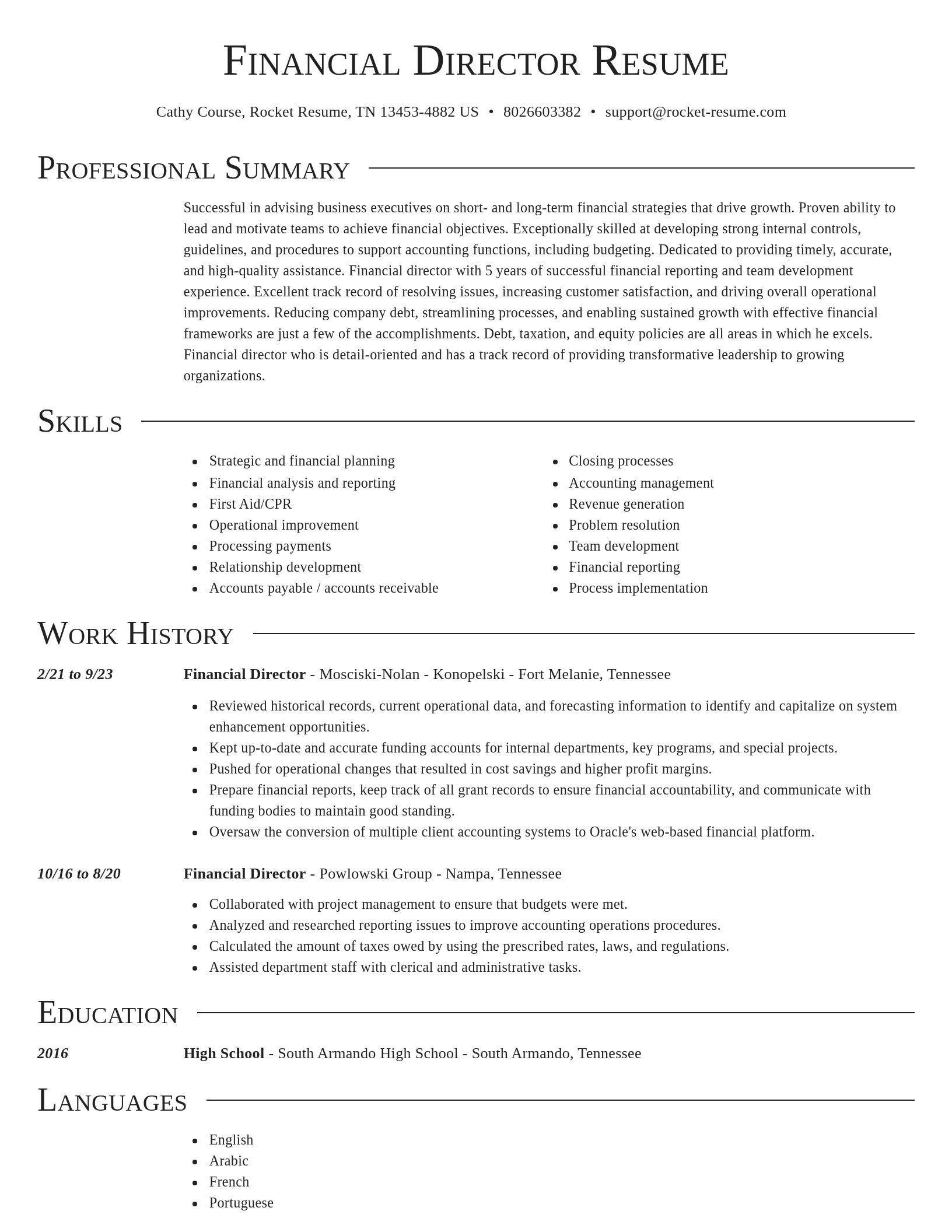 Director resume template