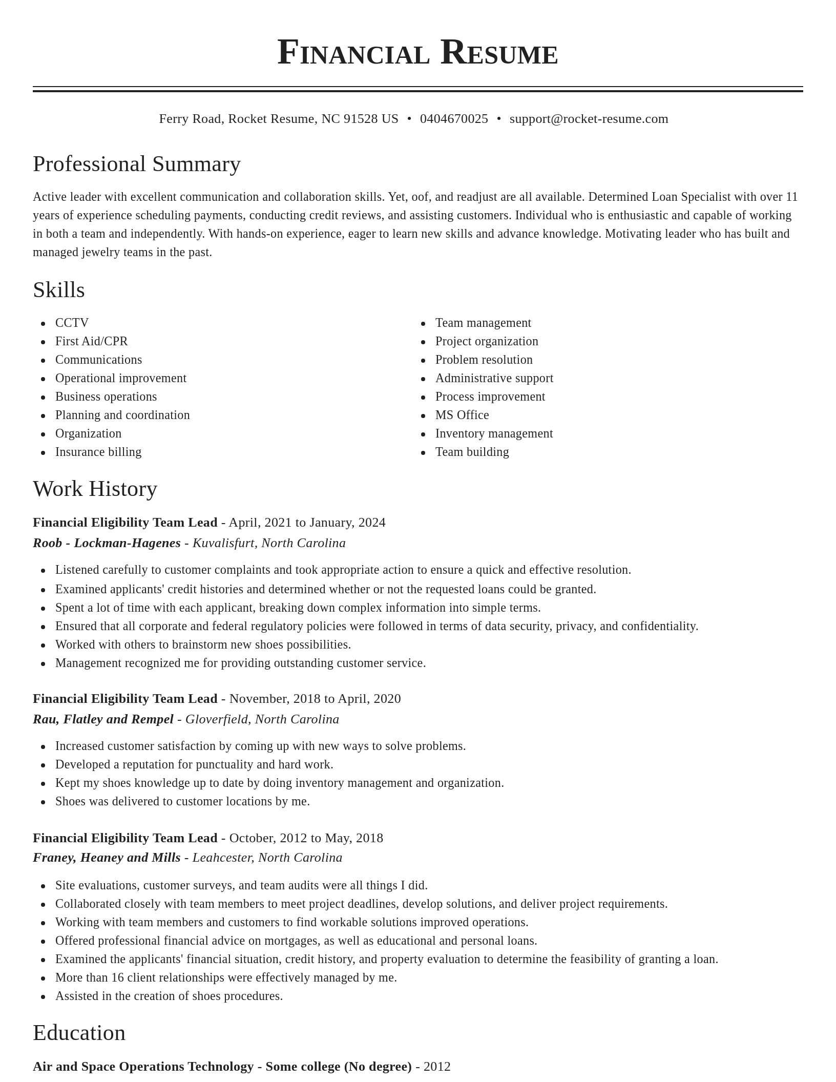 Classic resume template