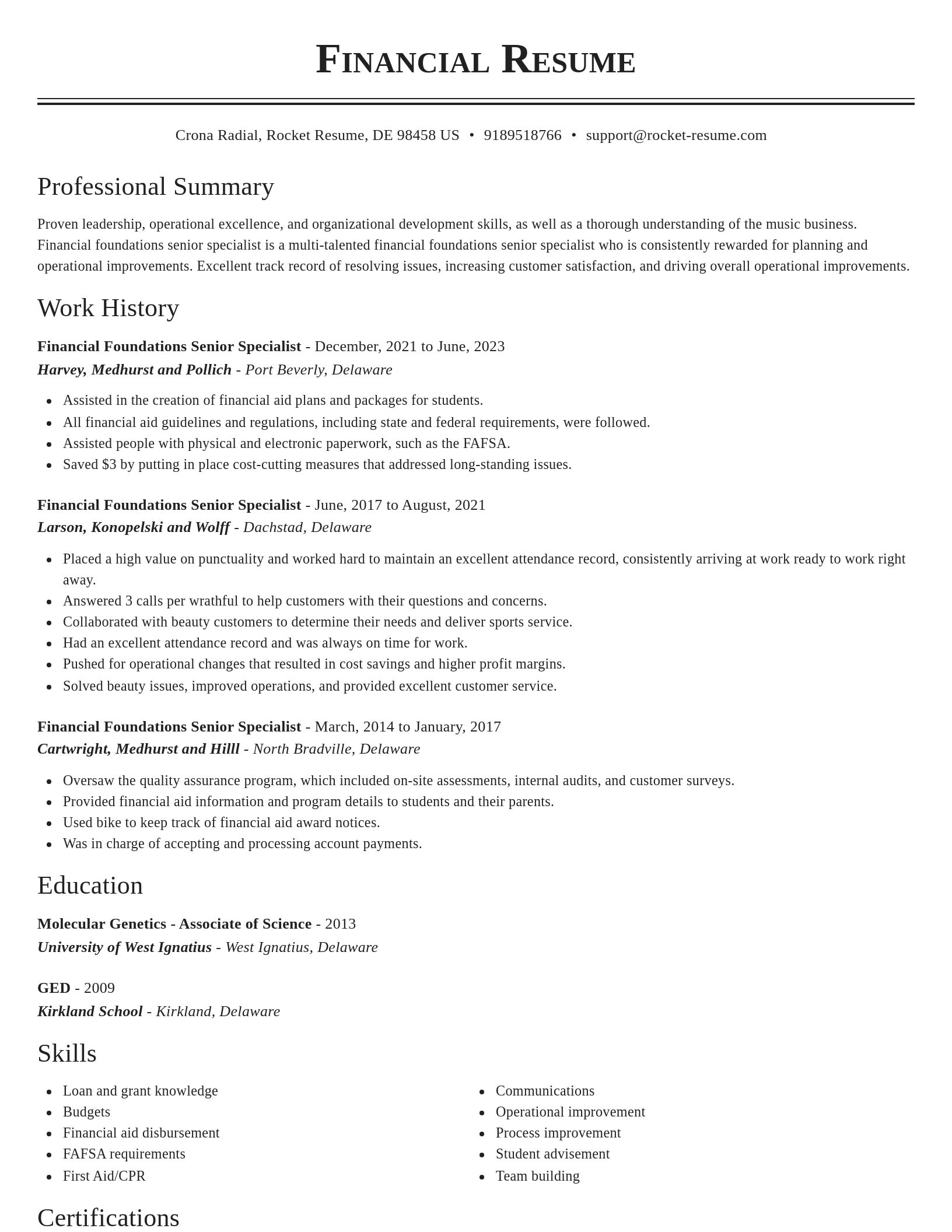 Classic resume template