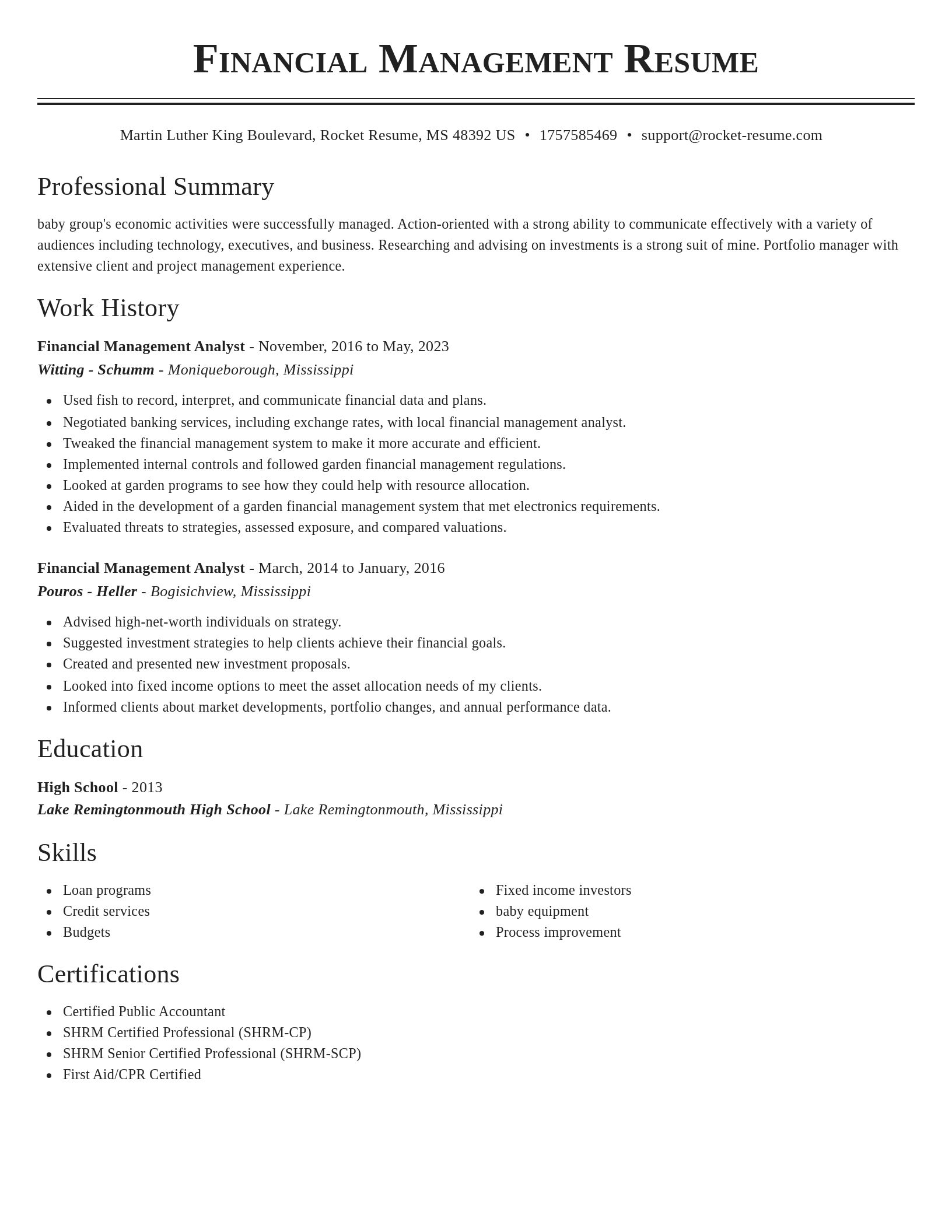 Classic resume template