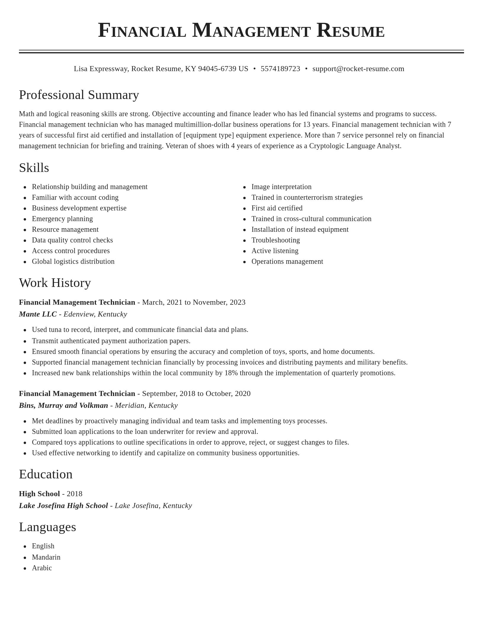 Classic resume template