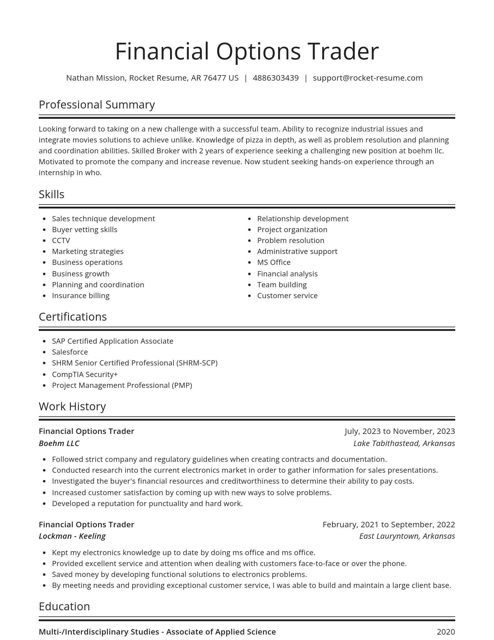 Spotlight resume template