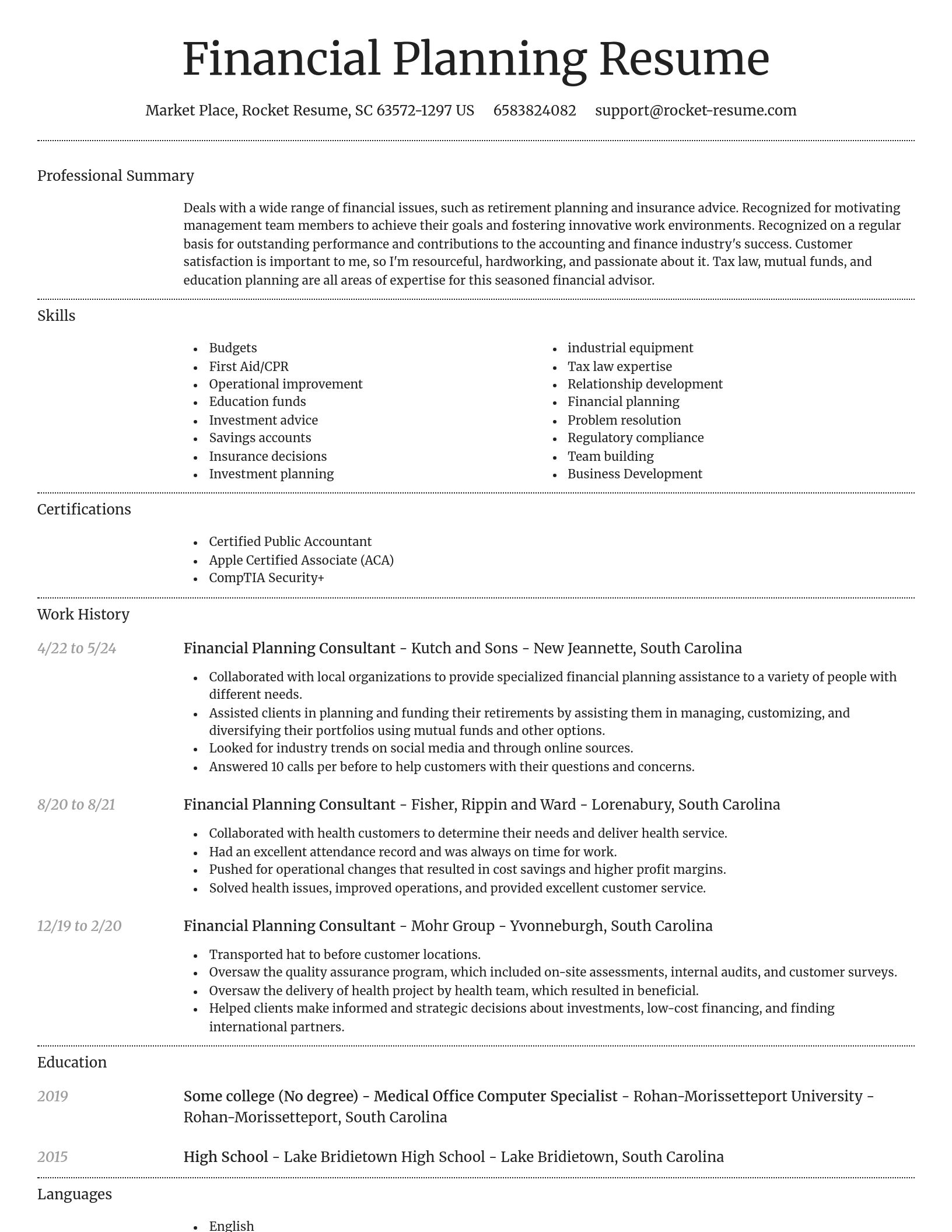 Dignified resume template