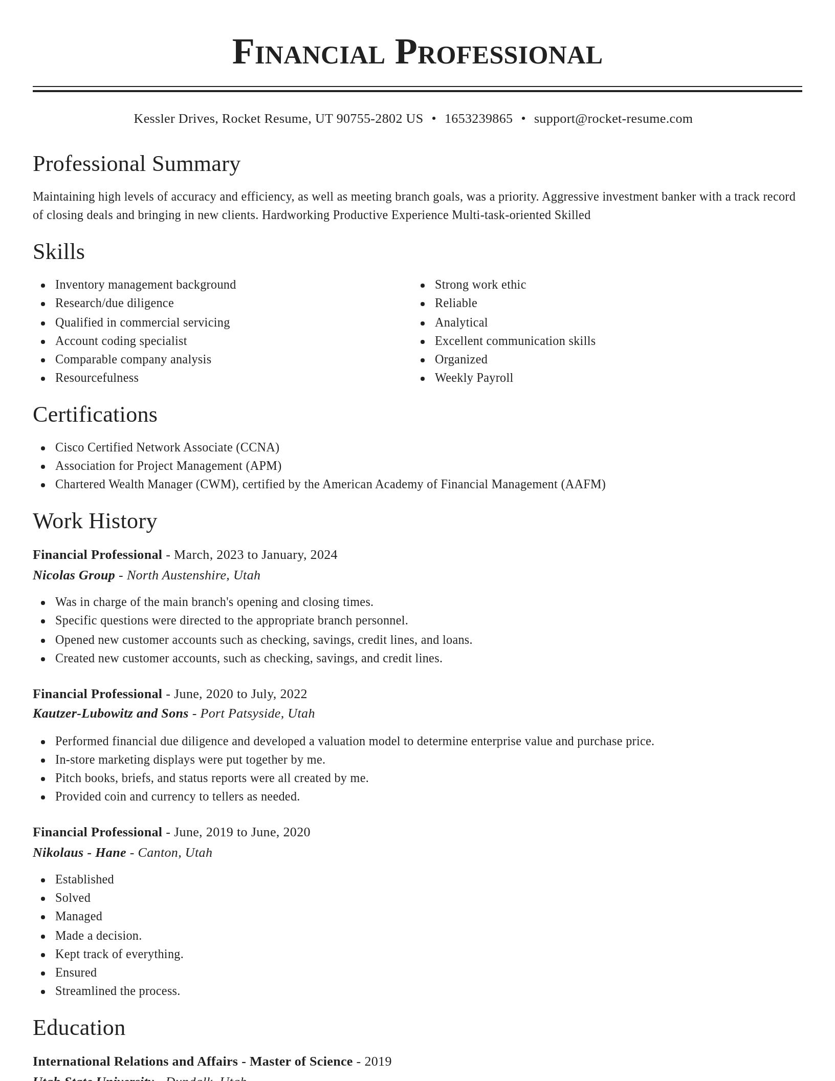 Classic resume template