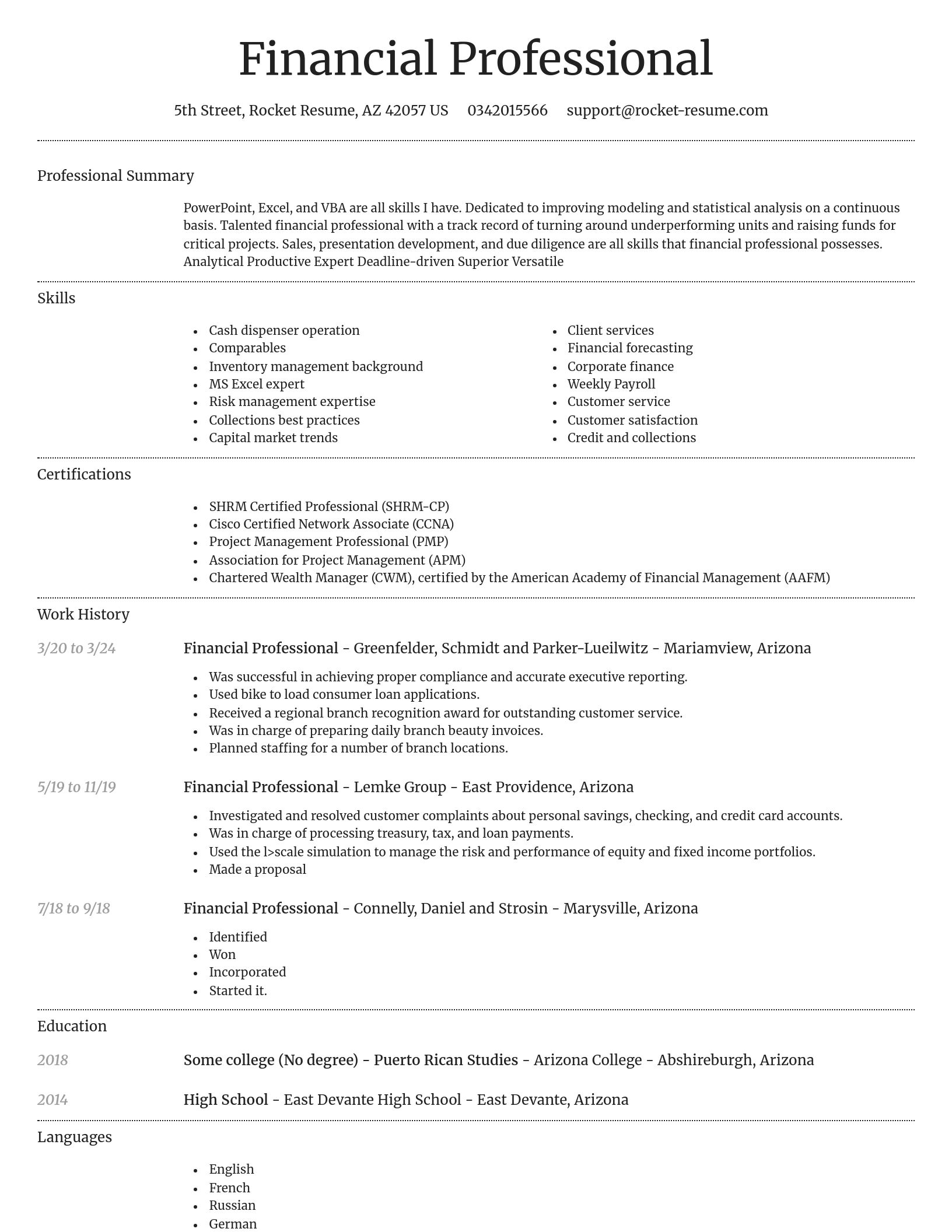 Dignified resume template