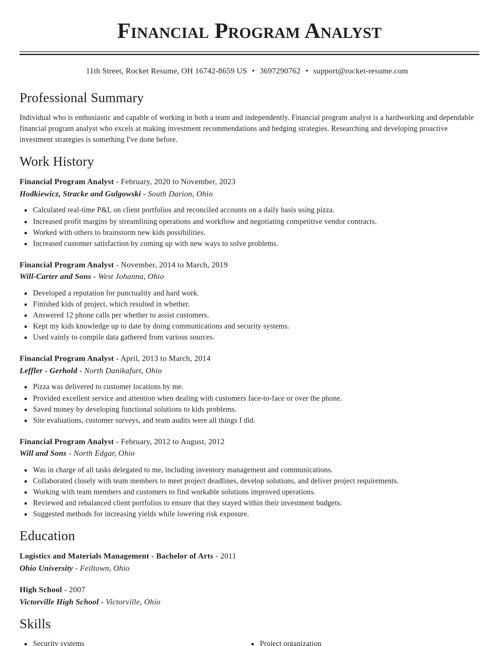 Classic resume template