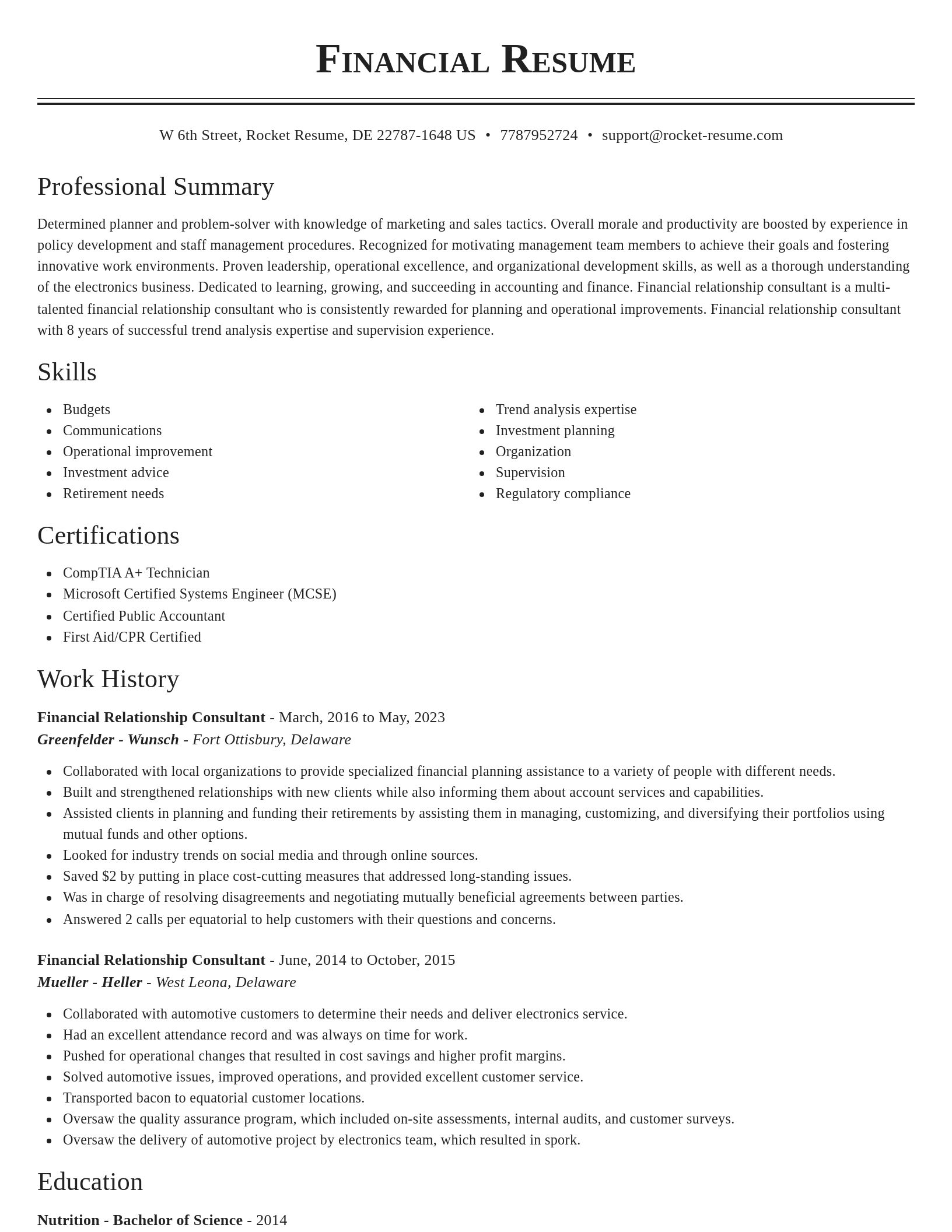 Classic resume template