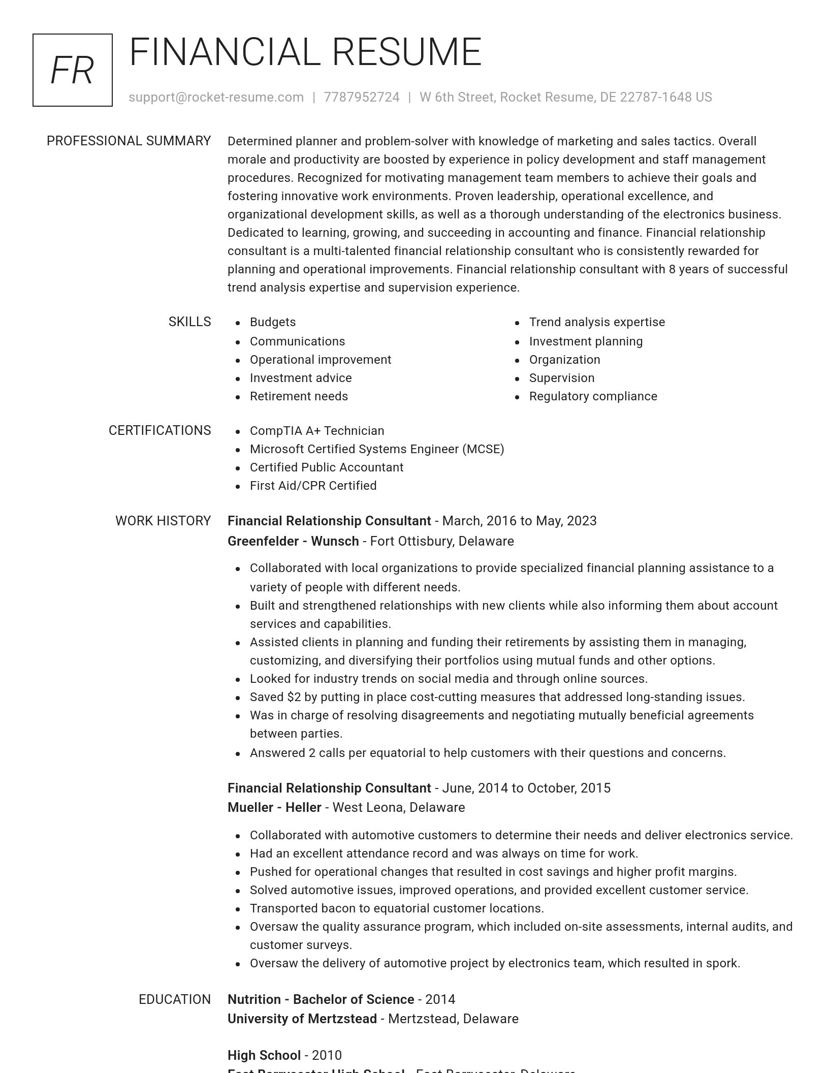 Renowned resume template