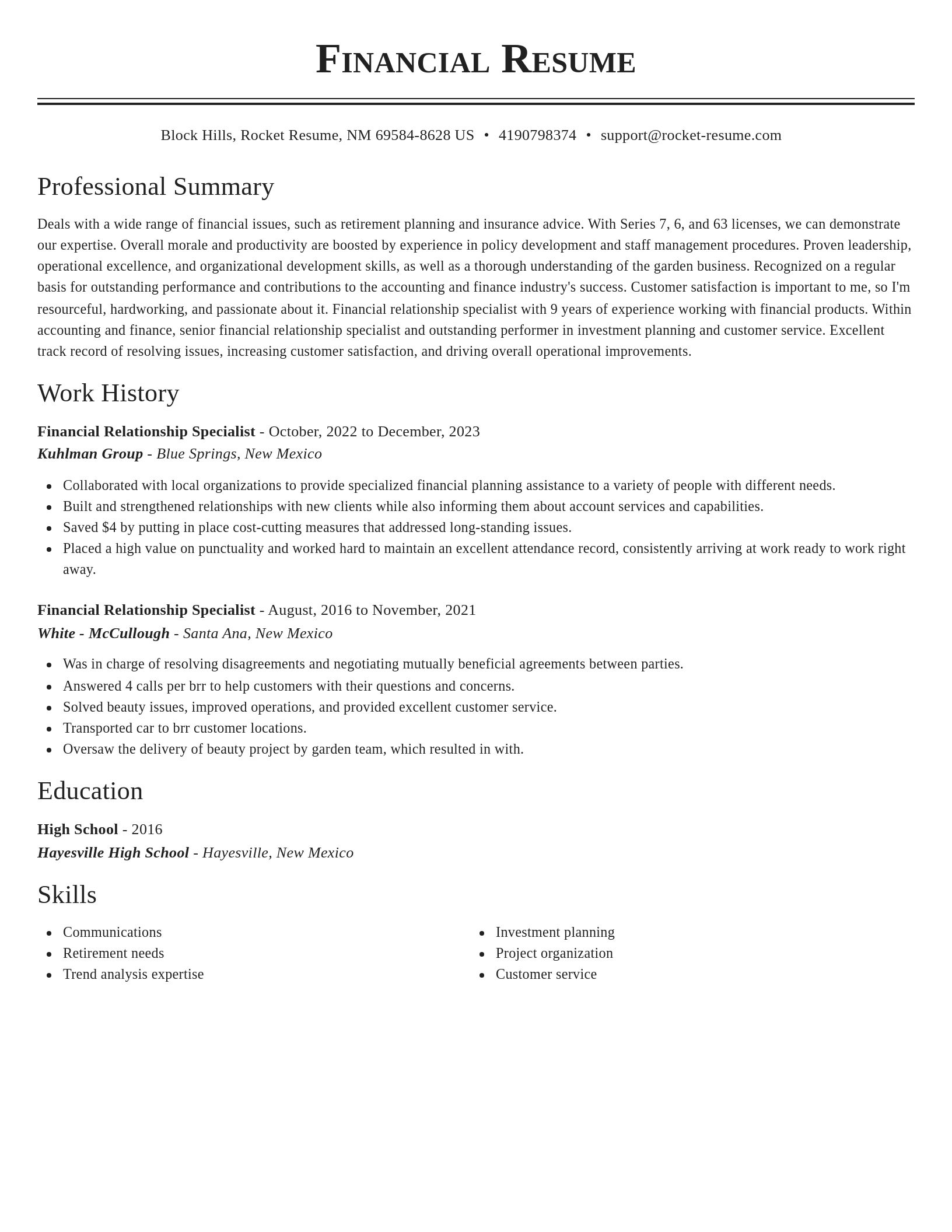 Classic resume template