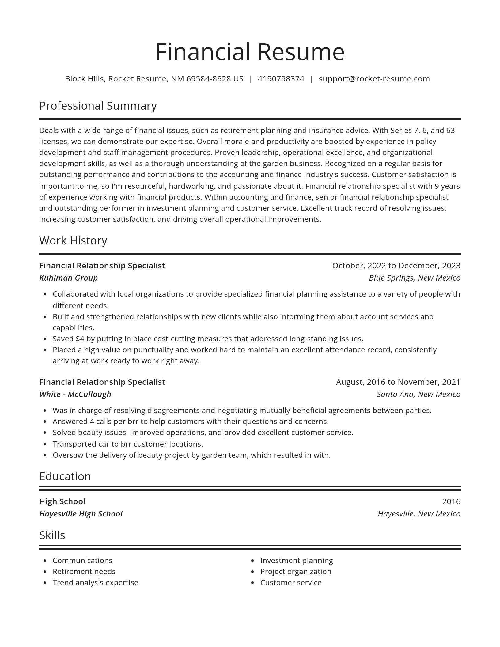 Spotlight resume template