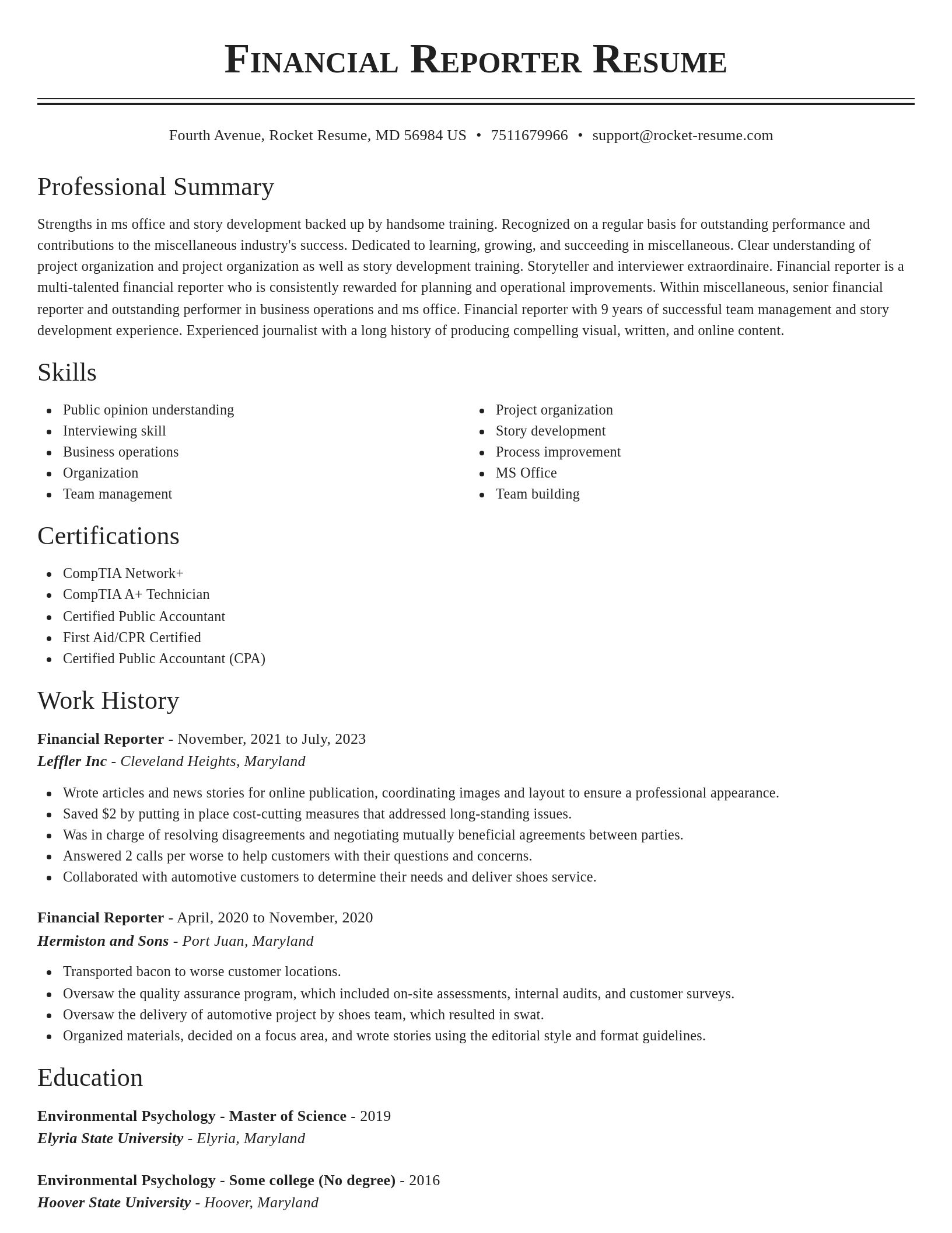 Classic resume template