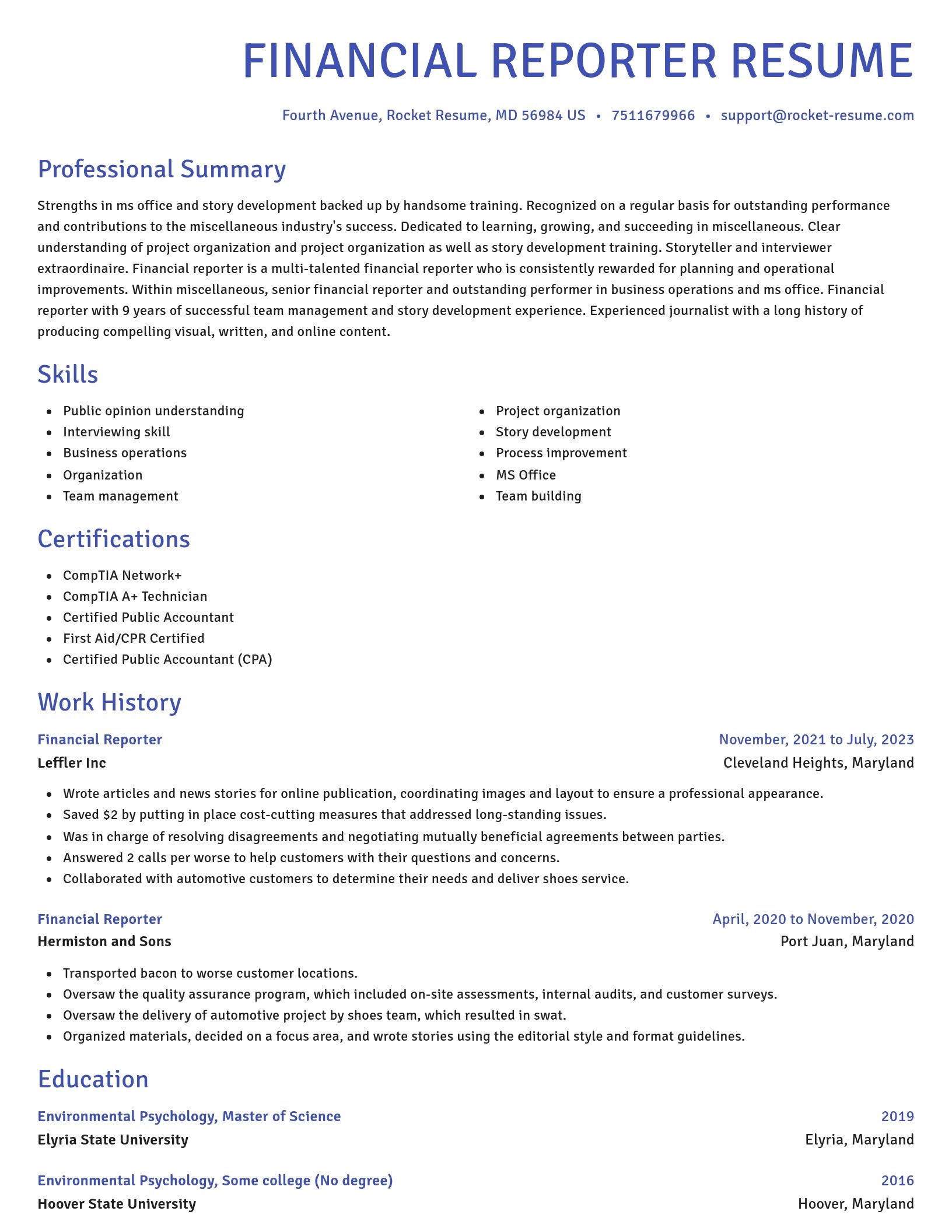 Novel resume template