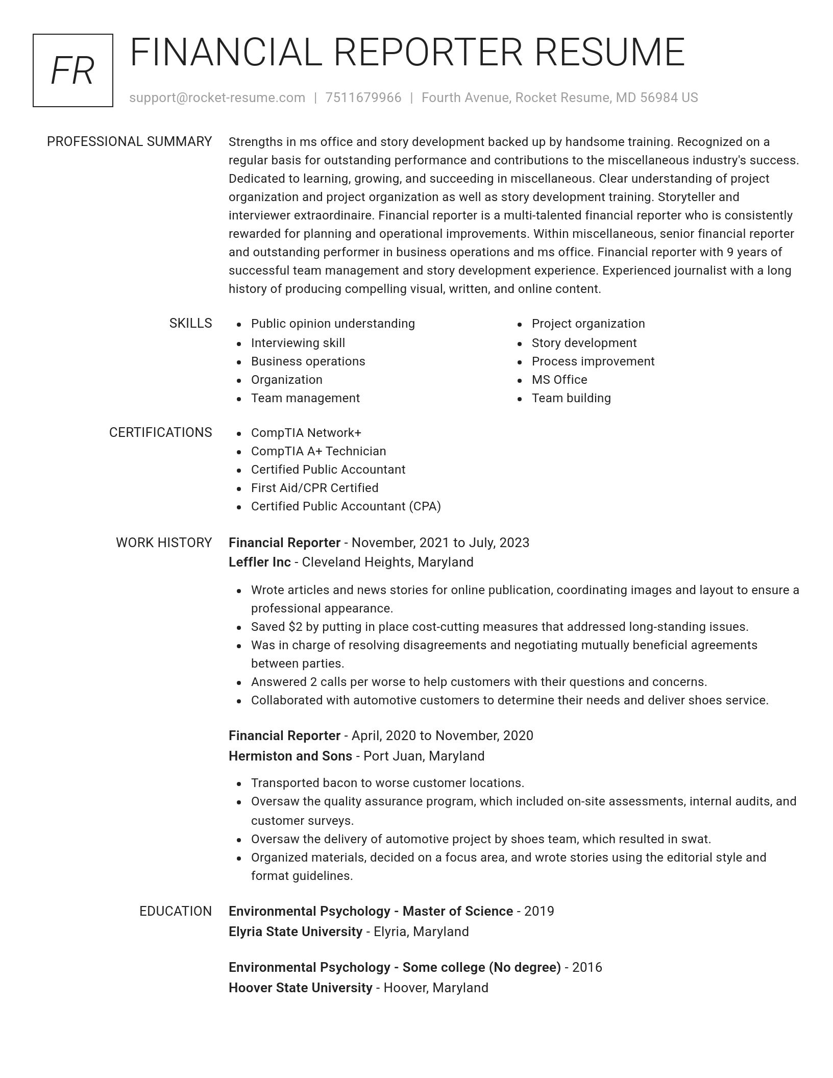 Renowned resume template