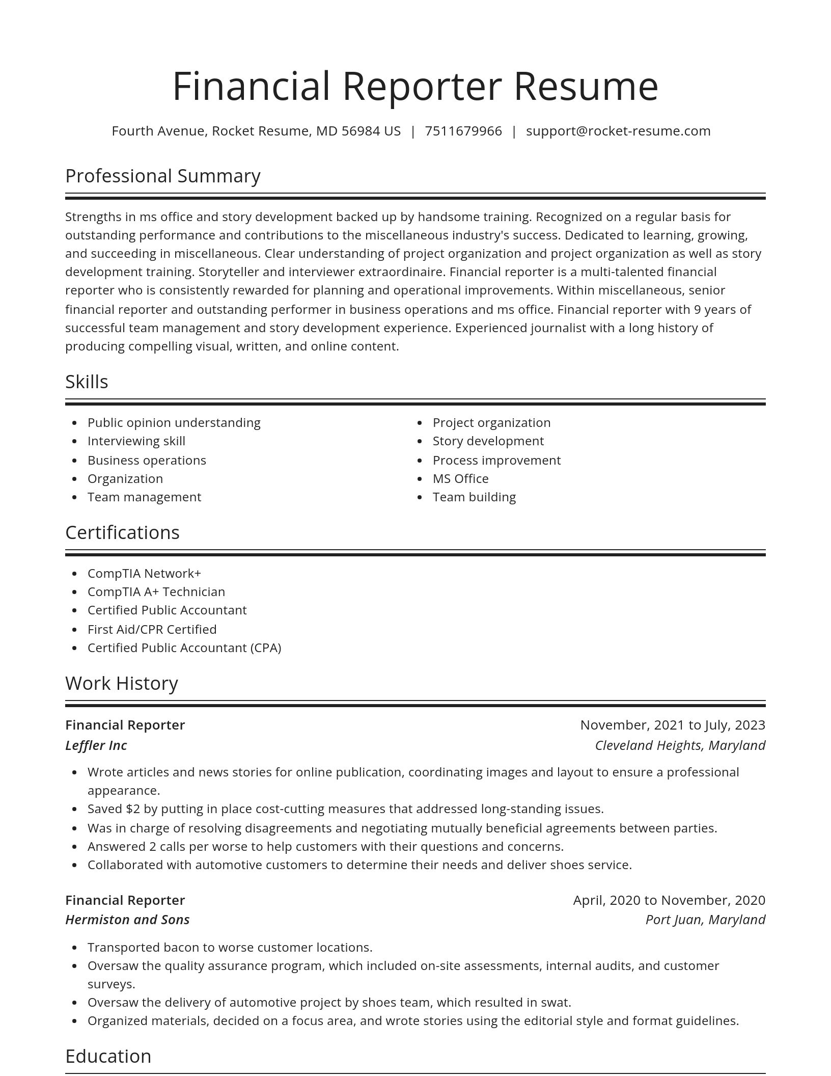 Spotlight resume template