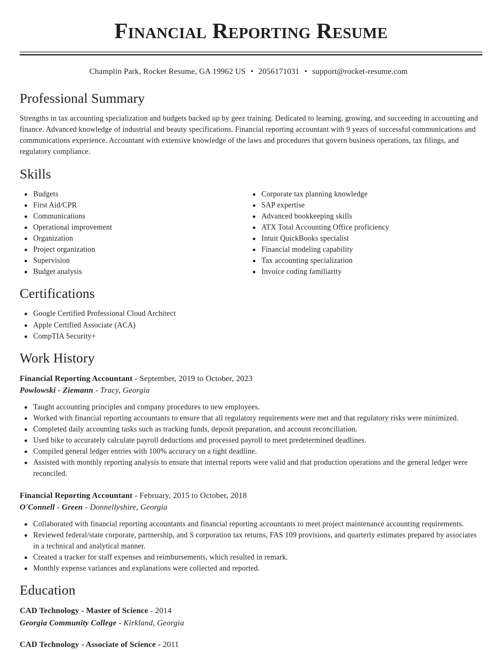 Classic resume template